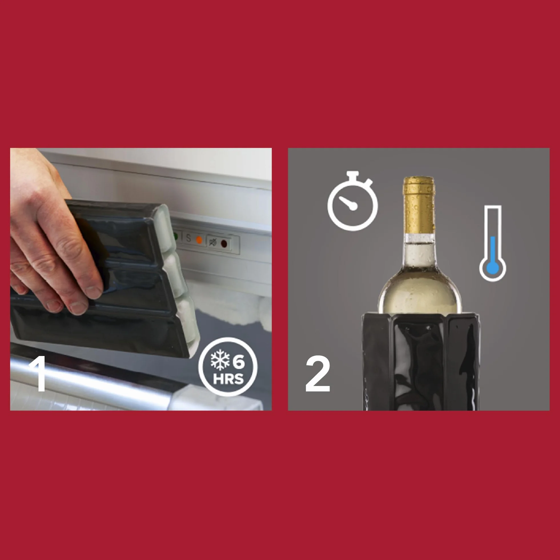 Vacu Vin Enfriador de Vino Flexible - Funda Reutilizable Color Negro para Enfriamiento Rápido de Botellas de Vino Estándar