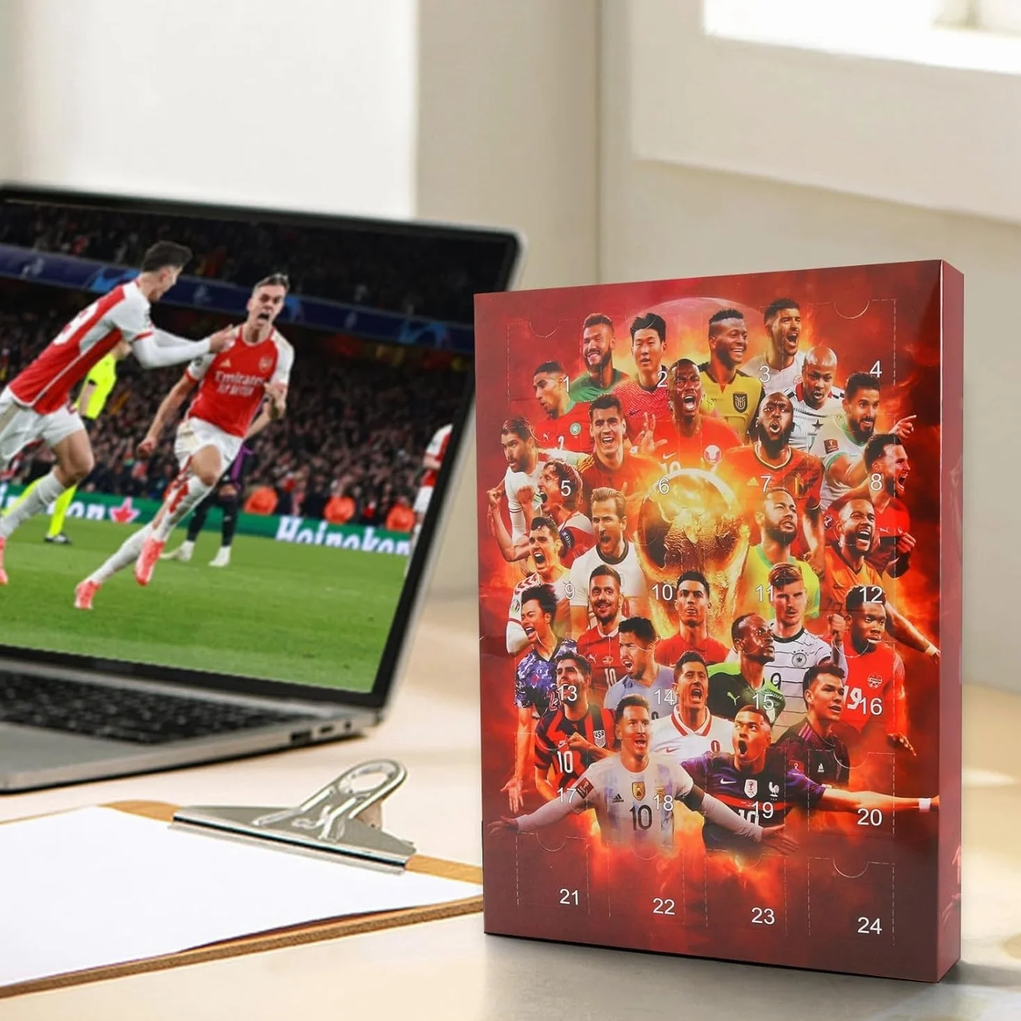 Calendario de Adviento de fútbol 2025, 24 accesorios, regalo de Navidad