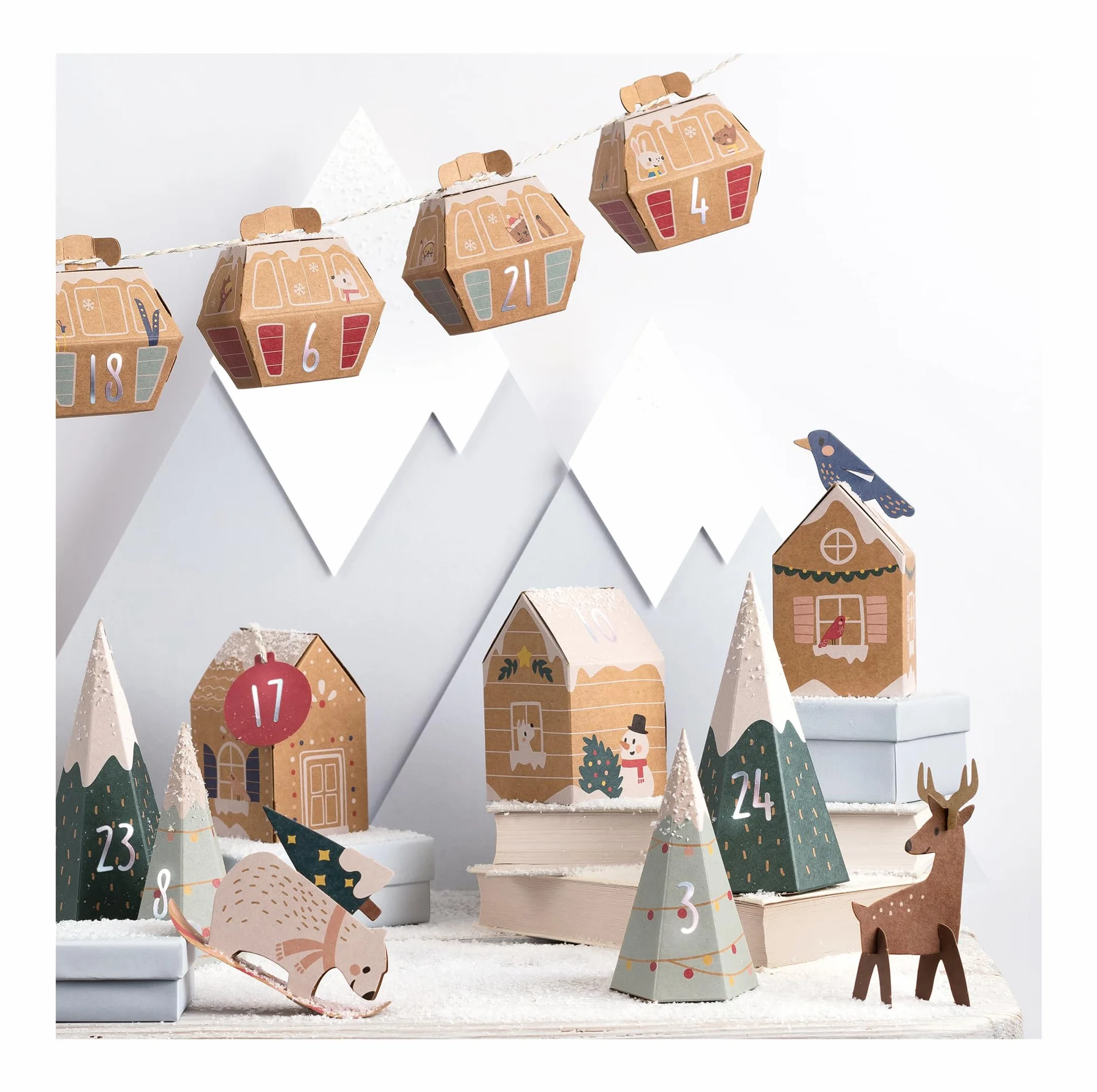 Set de Manualidades Calendario Adviento Pueblo Nieve 113 Piezas Bricolaje Ciudad