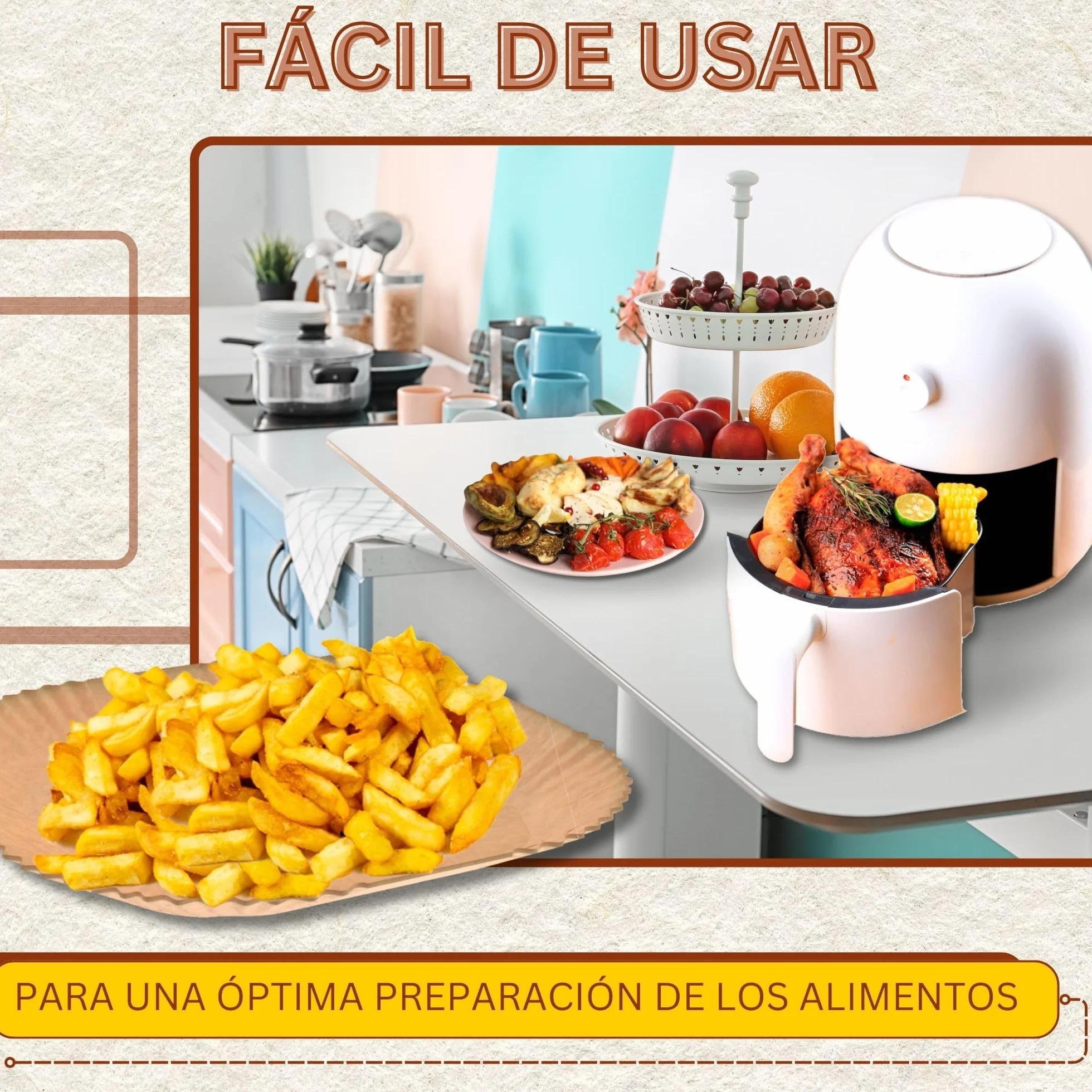 Accesorios Air Fryer 200 Piezas Papel Freidora Aire 20-24cm BPA Free