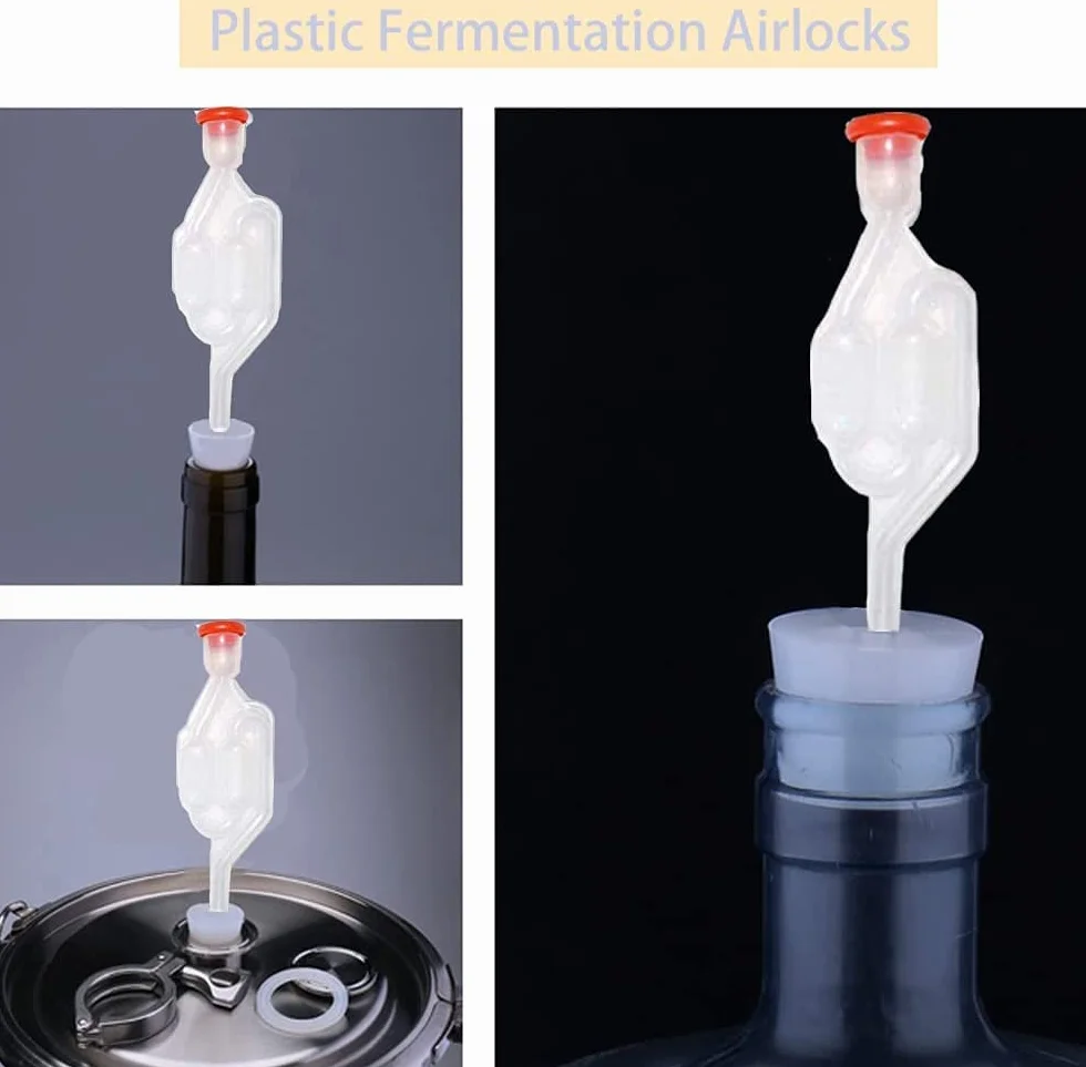 Kiuiom Esclusa de Fermentación Tubos de Fermentación,Burbujeador de Fermentación,Válvula de Vino,2PC Airlock Fermentacion para Alcohol para la Fermentación del Vino a la Casa Sello del Fermentador