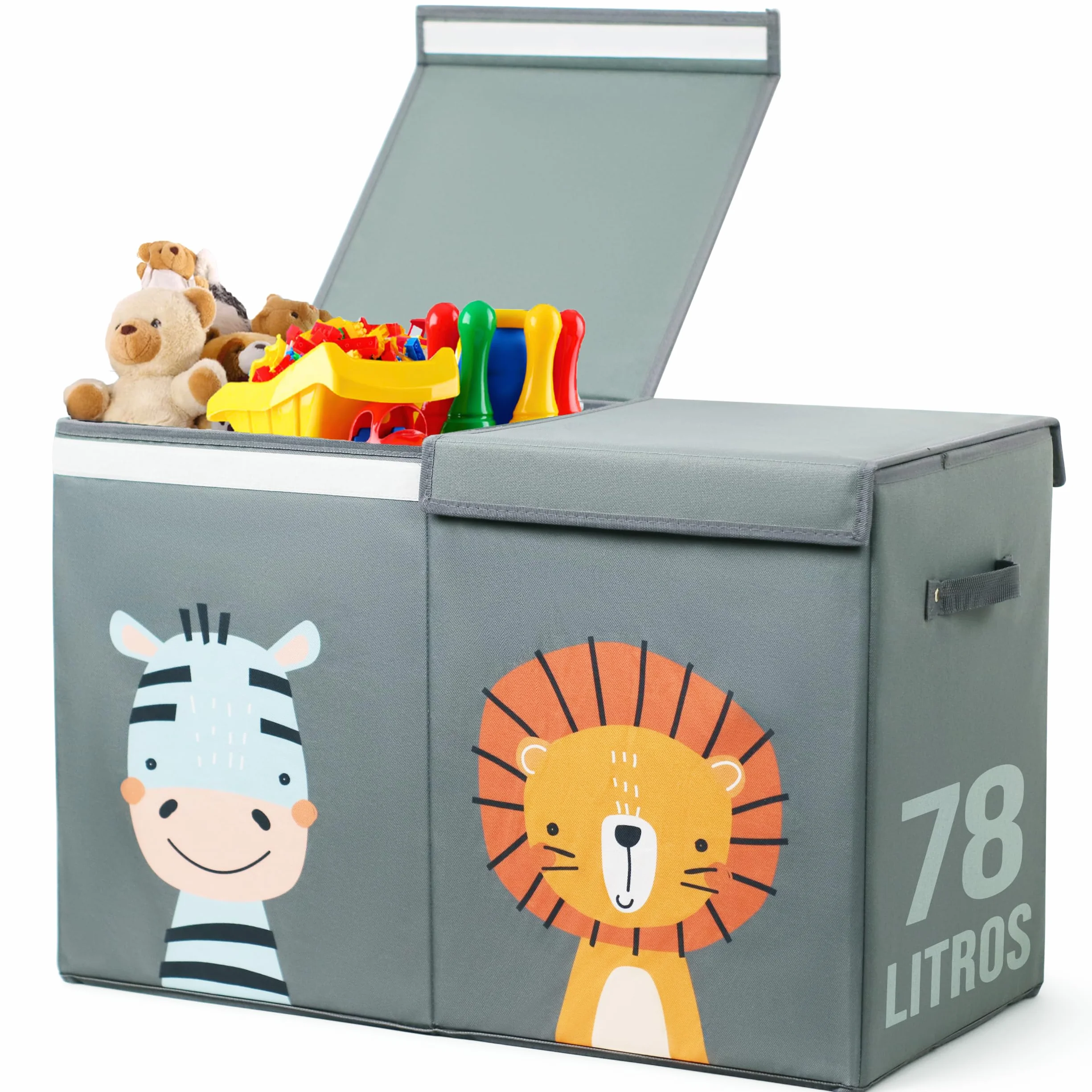 Caja de Almacenaje de Juguetes Plegable 78L Tela Oxford Gris