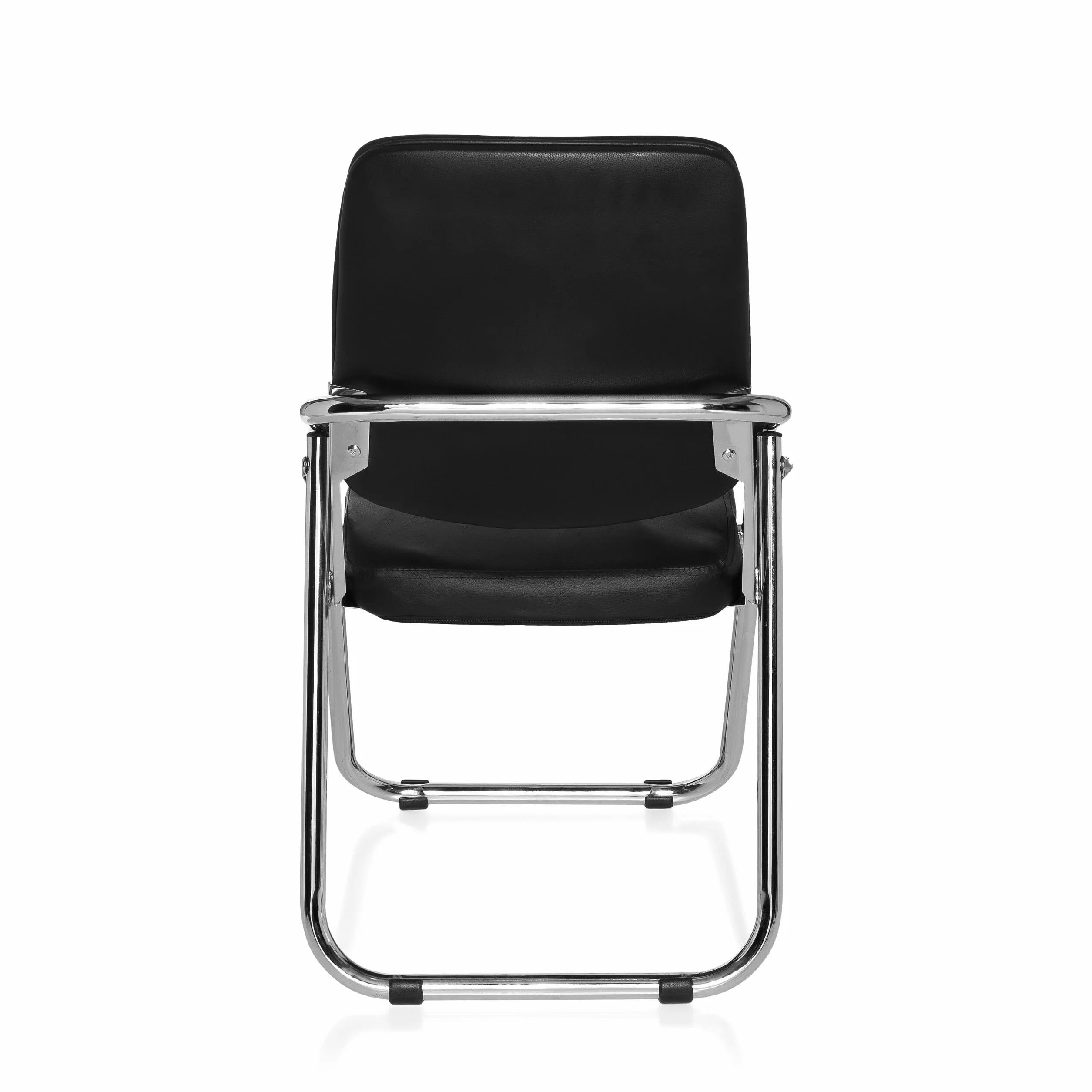 hjh OFFICE 706300 Silla de Conferencia Esto Piel sintética Negro, Silla de confidente cómoda, rebatible, Respaldo y Asiento Acolchado