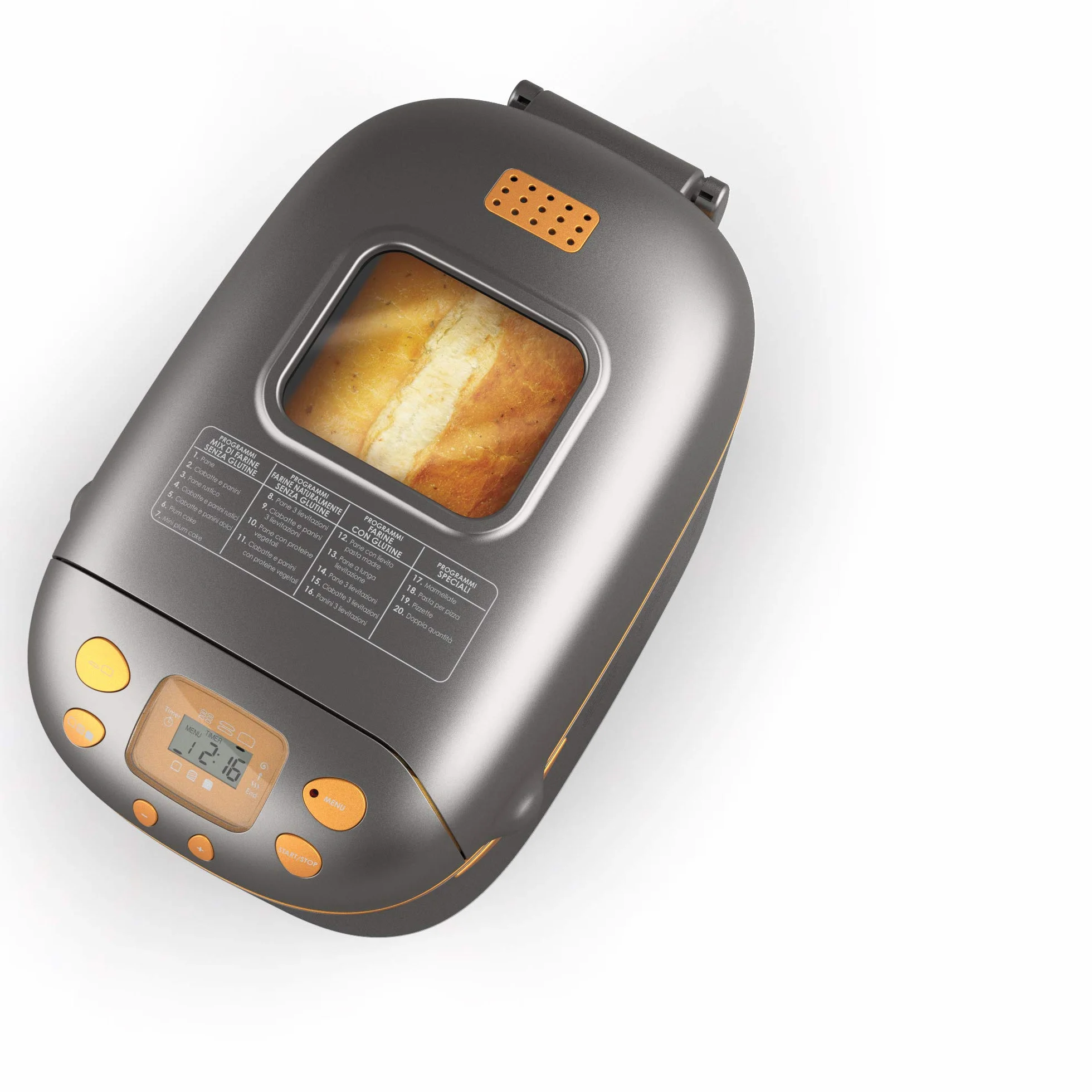 Imetec Panificadora La Panetteria+Zeroglu, 20 programas para pan, chapatas, panecillos, dulces con harinas naturales y sin gluten, 2 palas de amasado, temperatura controlada de fermentado, recetario