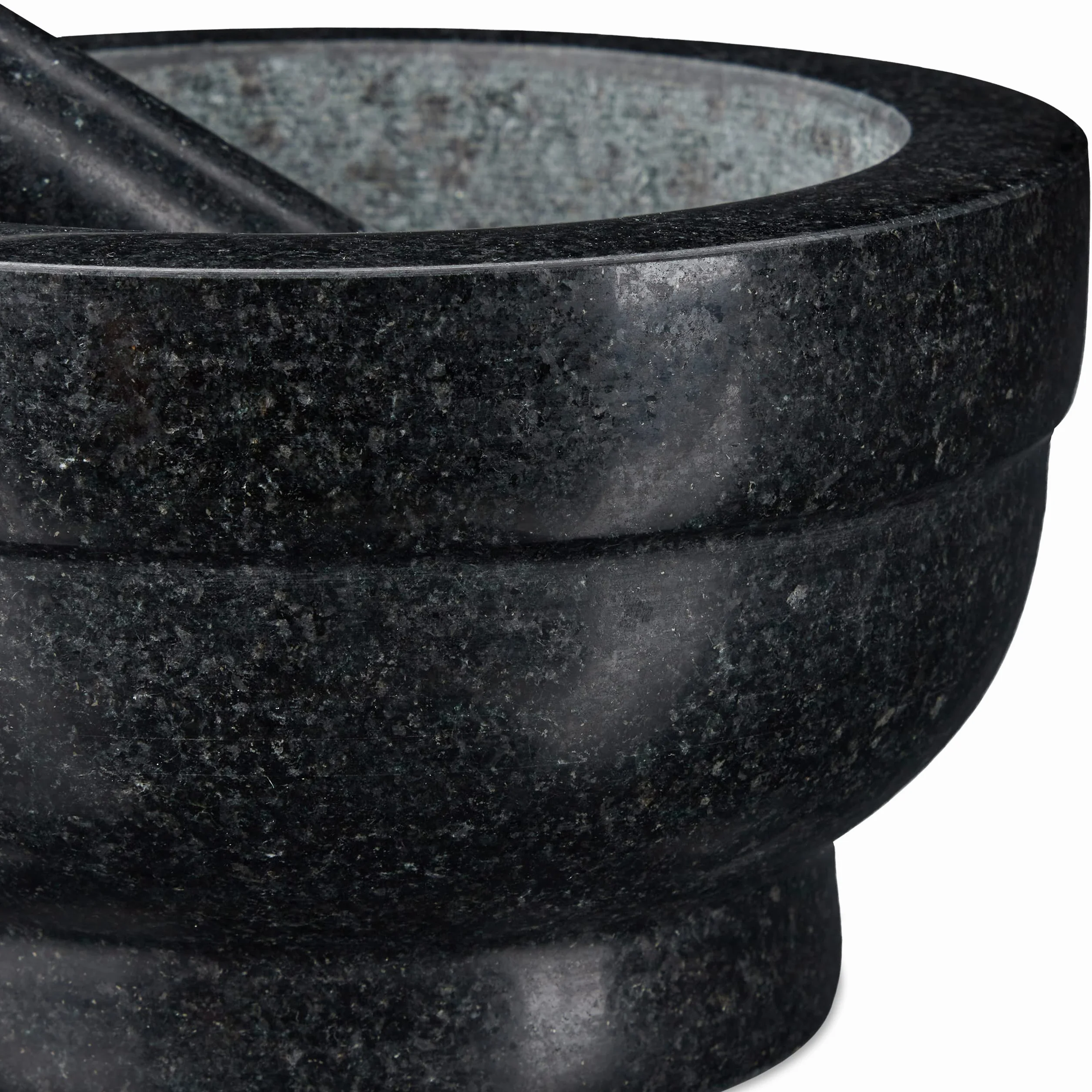 Relaxdays Mortero Granito con Mano, Resistente, Duradero, Especias, Moledor Piedra Pulida, 20 cm Ø, 1 L, 5,6 kg, Negro