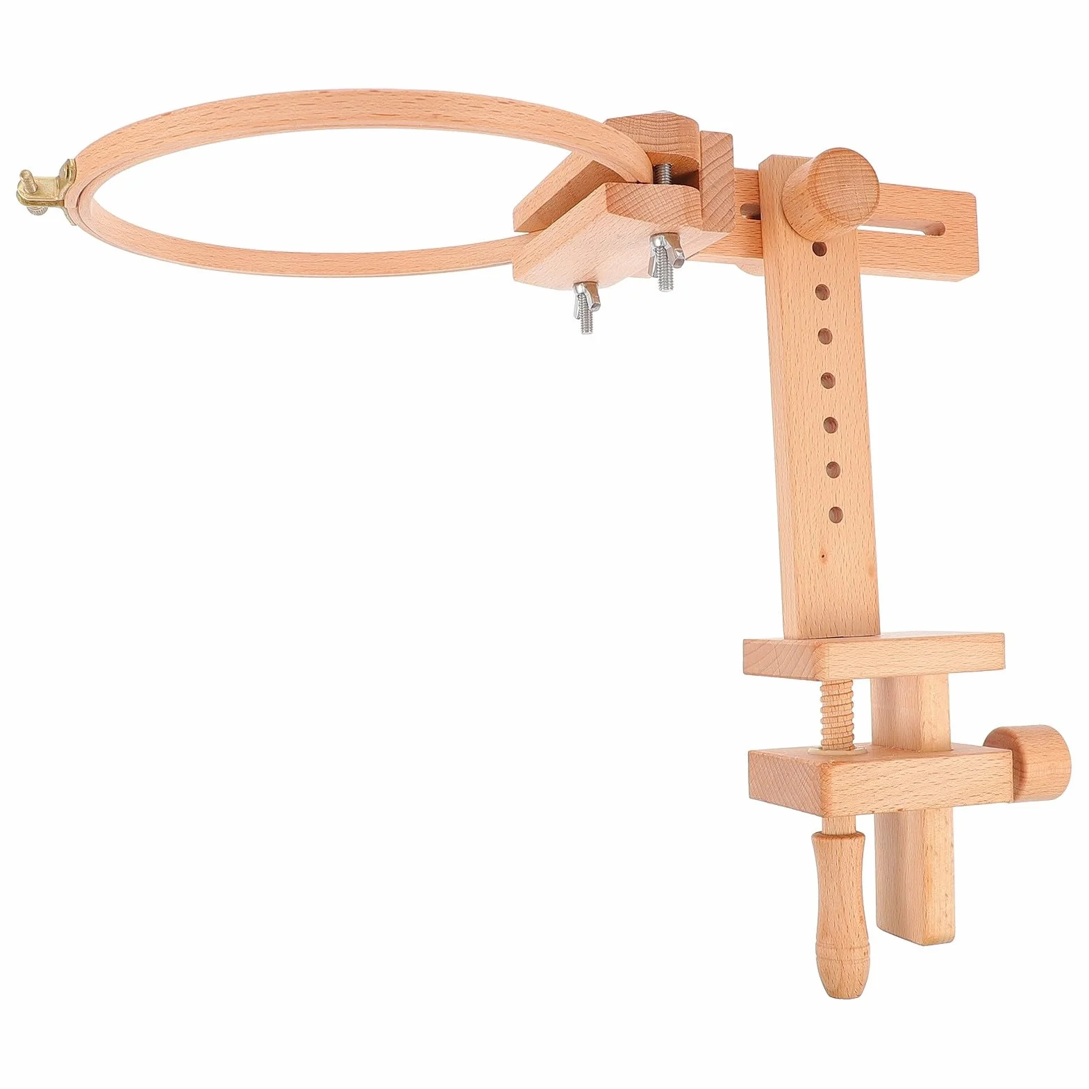 BCOATH Soporte para Bastidor de Bordado de Madera, Bastidor Redondo Giratorio 360°, Espacio Ajustable, Adecuado para Punto de Cruz y Bordado DIY
