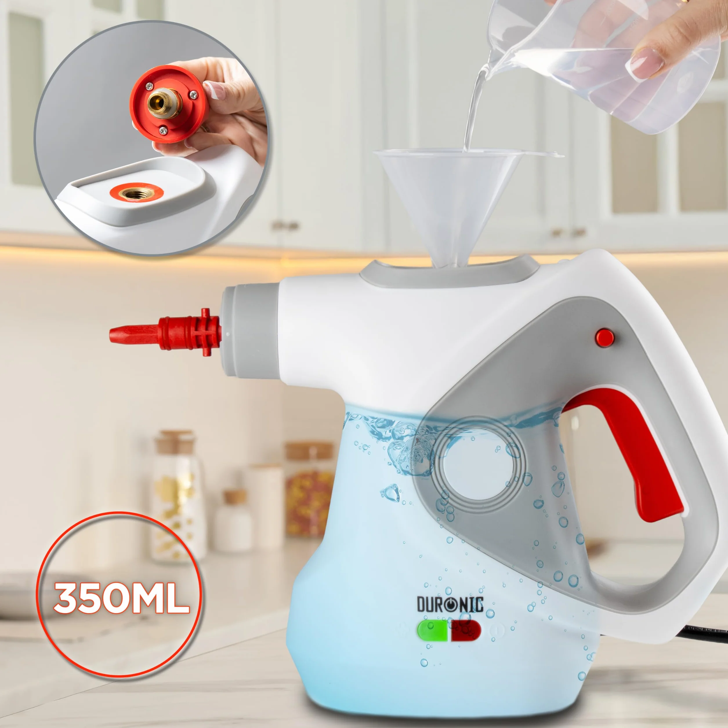 Duronic SC32 WE Limpiador de Vapor de Mano 1050W Portátil Multifunción 350 ml