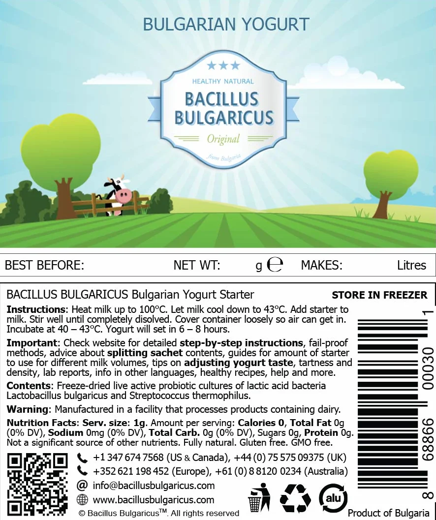 Bulgarian Yogurt Starter Cultura Arranque Yogur (8 L)