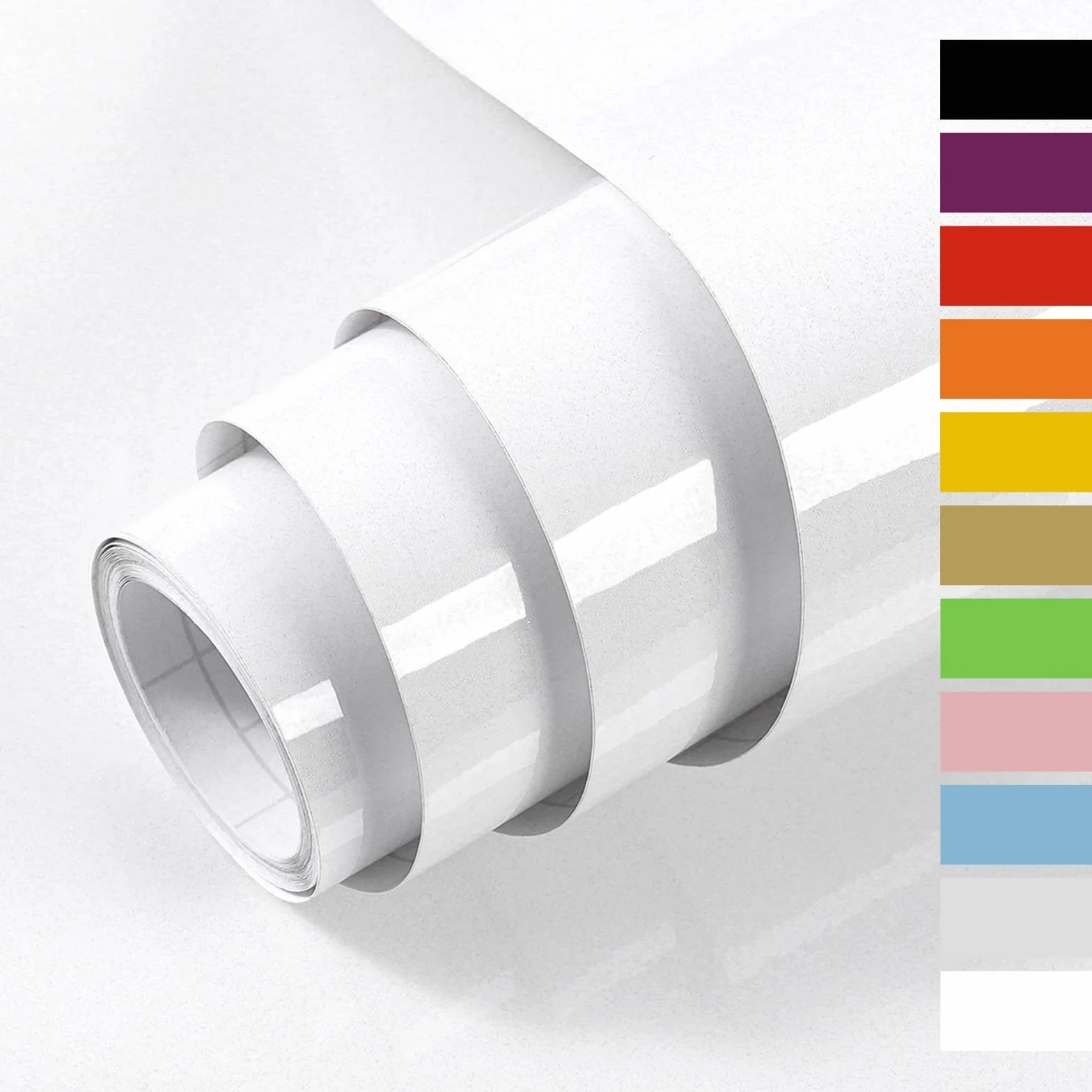Hode Vinilo Adhesivo Muebles Blanco 40cmX3m Papel Adhesivo para Muebles Encimera Armario Cocina Efecto Alto Brillo Papel Pintado Autoadhesivo Impermeable Decorativo