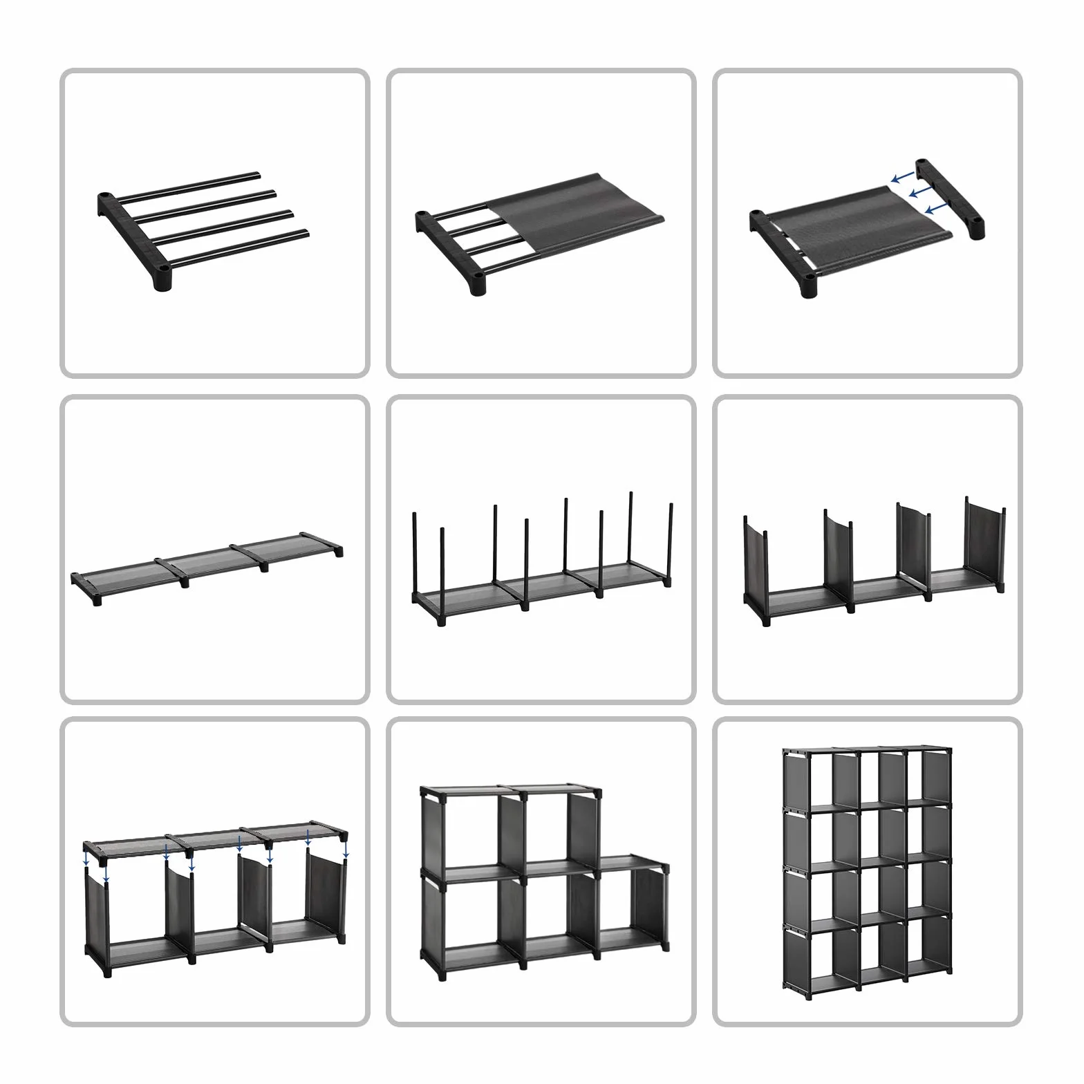 SONGMICS Estantería Modular 12 Cubos, Librería Abierta, Armario Almacenaje Negro LSN12BK
