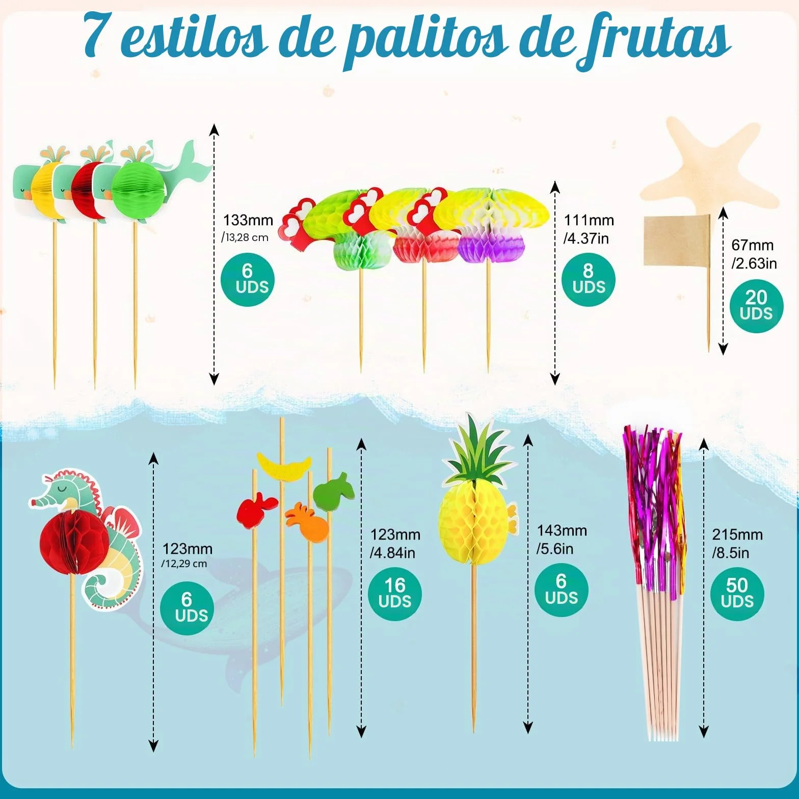 Decoración de Cócteles 153 Piezas, Palillos Accesorios, Sombrillas, Palos Agitadores Reutilizables, Pajitas para Fiestas