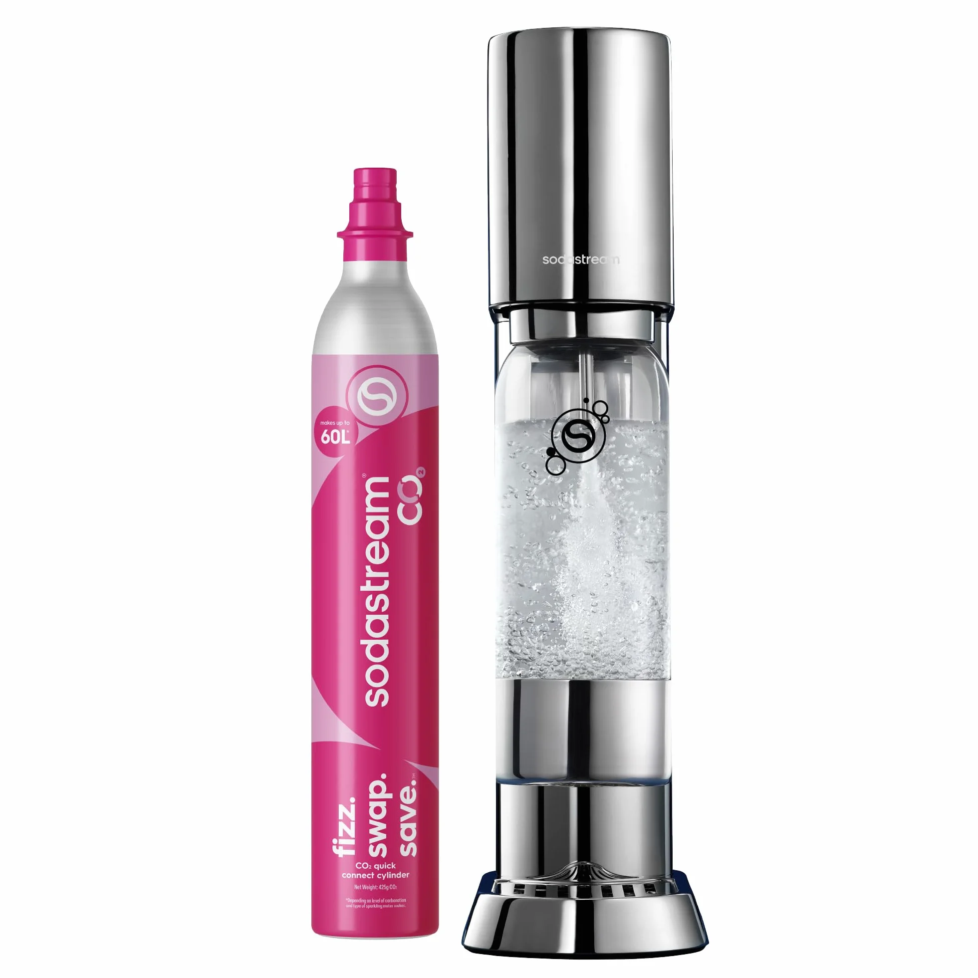 SodaStream Enso gasificador acero inoxidable agua con gas incluye cilindro CO₂ botella 1 l apta lavavajillas