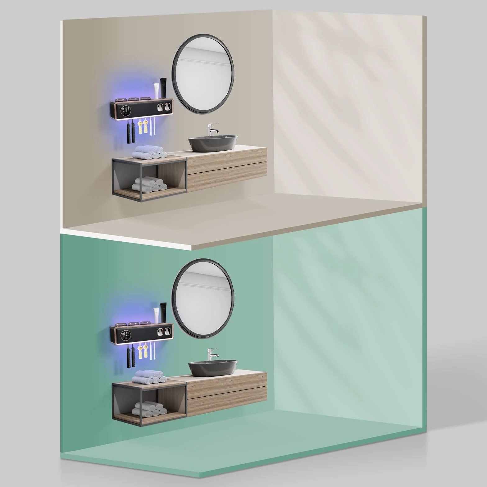 Cepillo de dientes desinfectante UV, soporte para cepillo de dientes con indicador LED, montaje en pared, dispensador de pasta de dientes, recargable por USB, 30 días con una sola carga (negro)