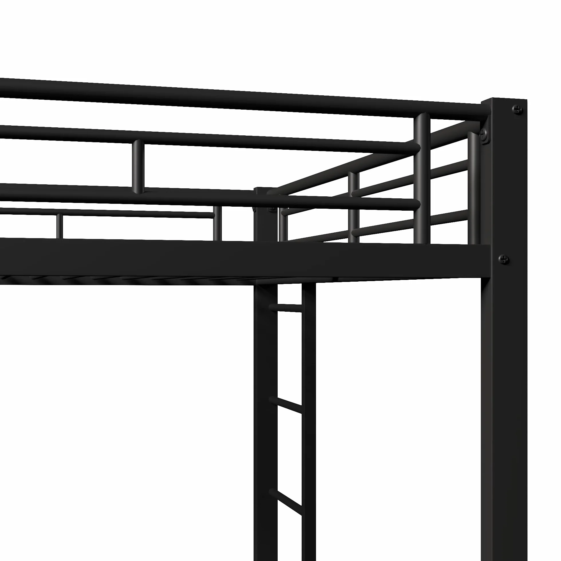 Moimhear 140x200cm, litera, cama de hierro, cama infantil, equipada con cama nido (90x190cm), barandillas altas, sin colchón (Negro)