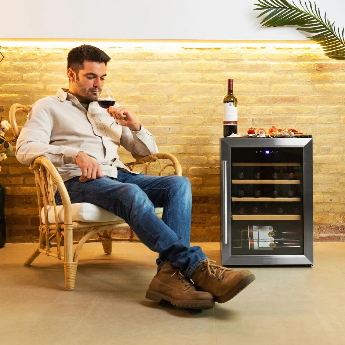 Cecotec Vinoteca - Nevera para Vinos - 24 Botellas Bolero GrandSommelier 2050 Inox Compressor. Temperatura ajustable de 5-18ºC, Alto rendimiento, Funcionamiento silencioso y sin Vibraciones