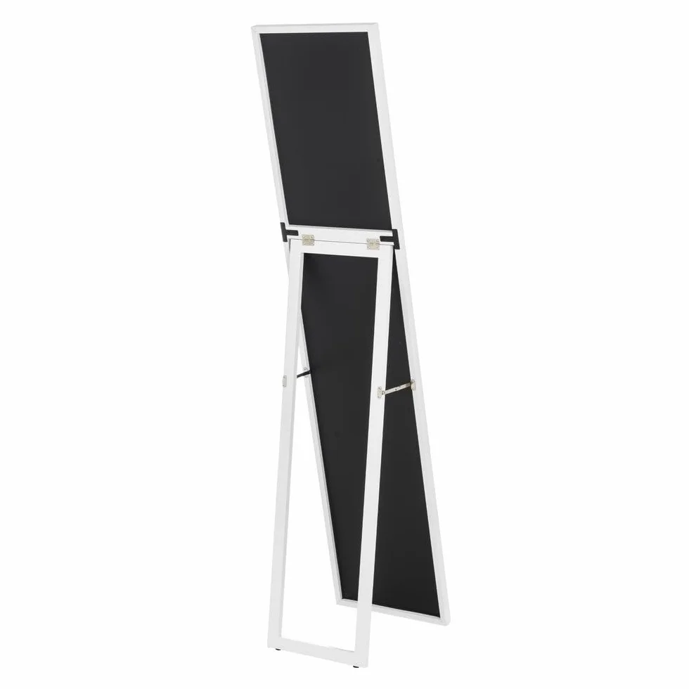 LOLAhome Espejo de pie de Cuerpo Entero Marco de Madera Blanco 153x33 cm Soporte Plegable