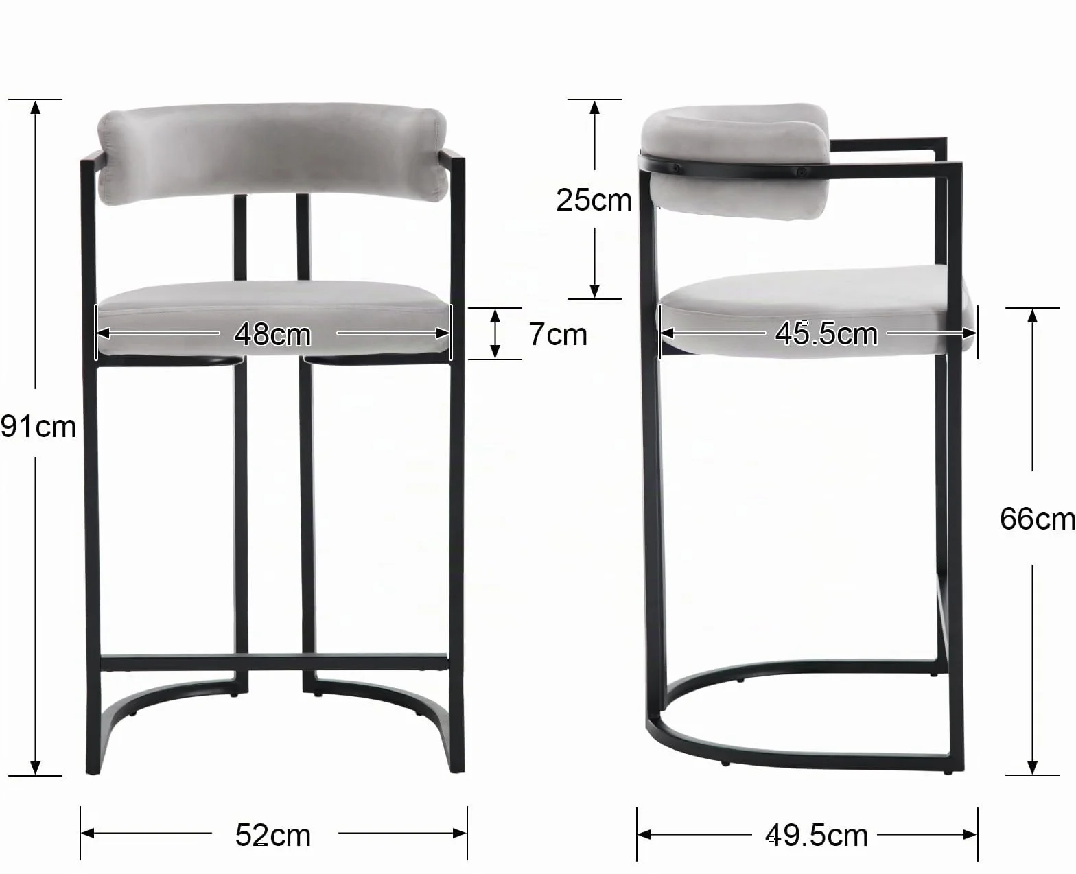 Ya-Home 2X Taburetes Altos de Cocina Modernos Sillas Bar de Terciopelo con Respaldo,Taburetes Altos de Mostrador con Patas Metálicas para Isla de Cocina/Restaurante,Gris