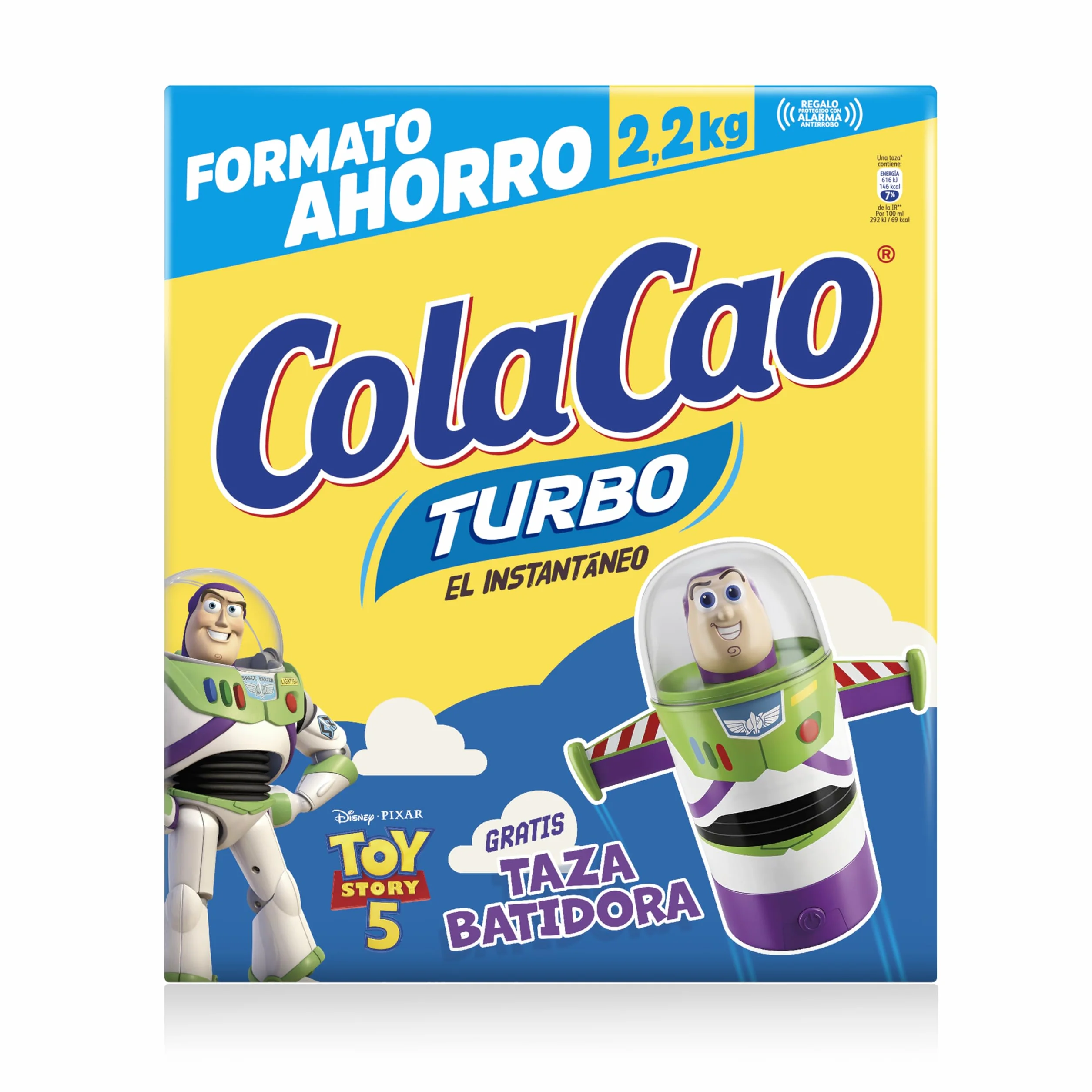 ColaCao Turbo Cacao Soluble Instantáneo Natural Pack Ahorro 2,2kg Taza Batidora Buzz Lightyear Toy Story