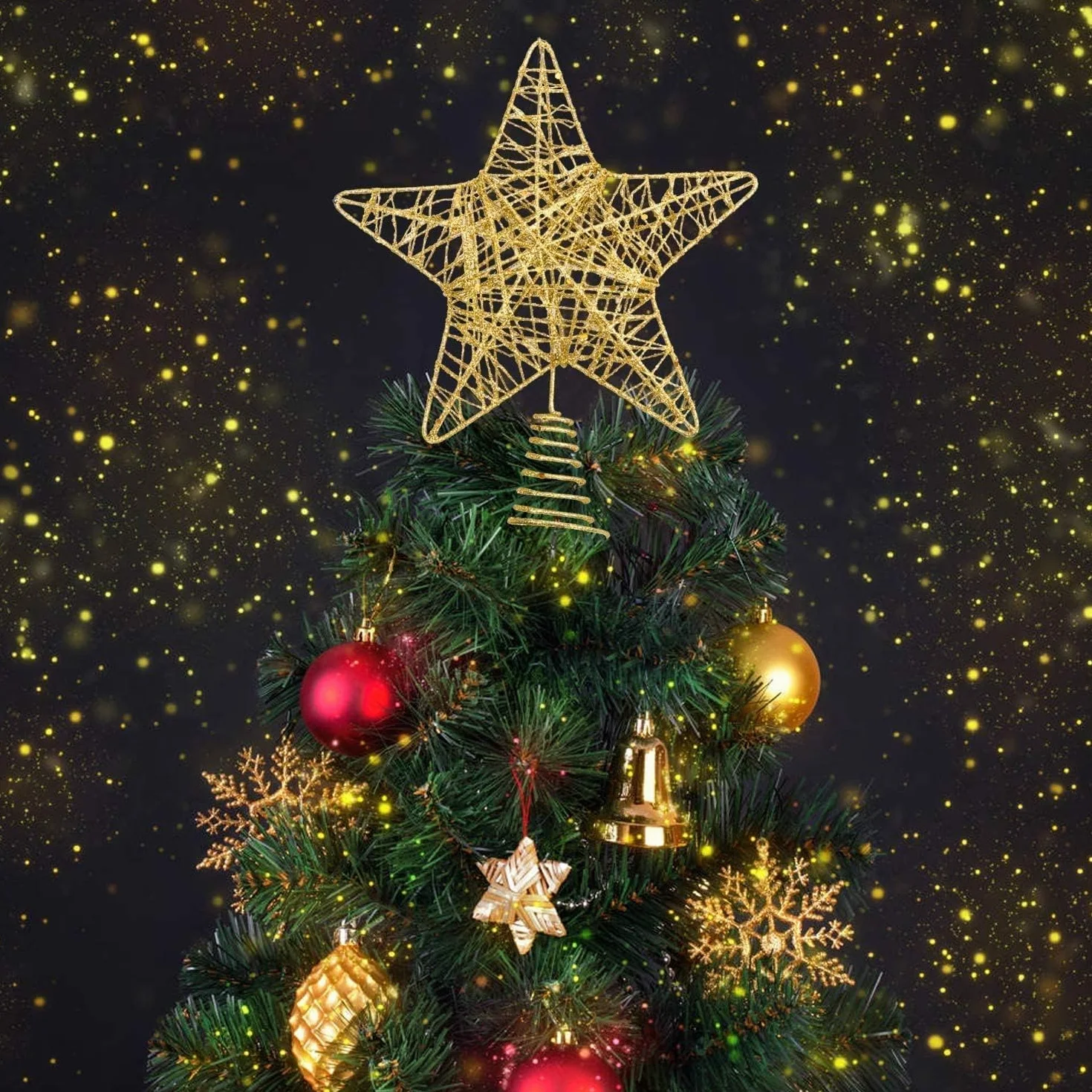 SULOLI Estrella para Àrbol de Navidad，Árbol de Navideña Topper，20 * 25cm Estrella Decoracion Navidad, Hogar, Fiestas Festivas