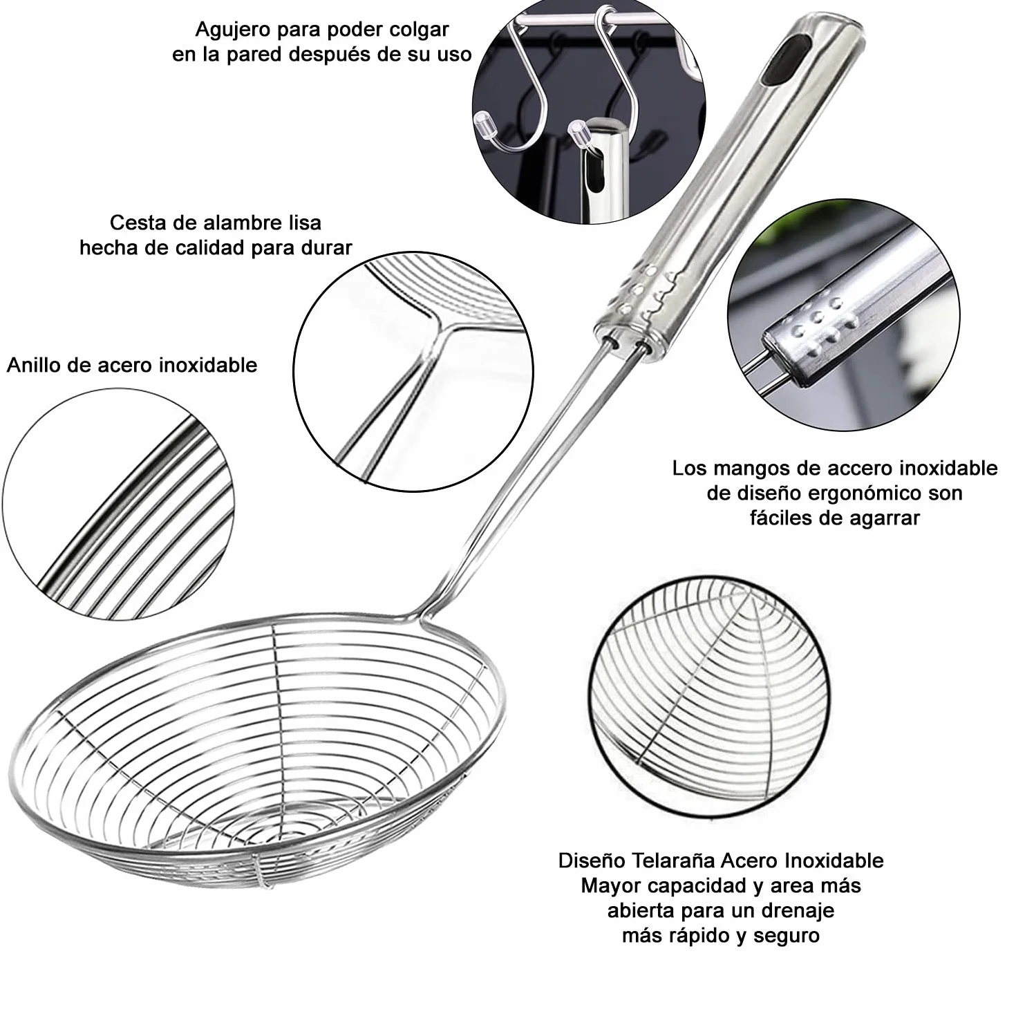 Espumadera araña de Acero Inoxidable 14cm - Colador profesional resistente al calor