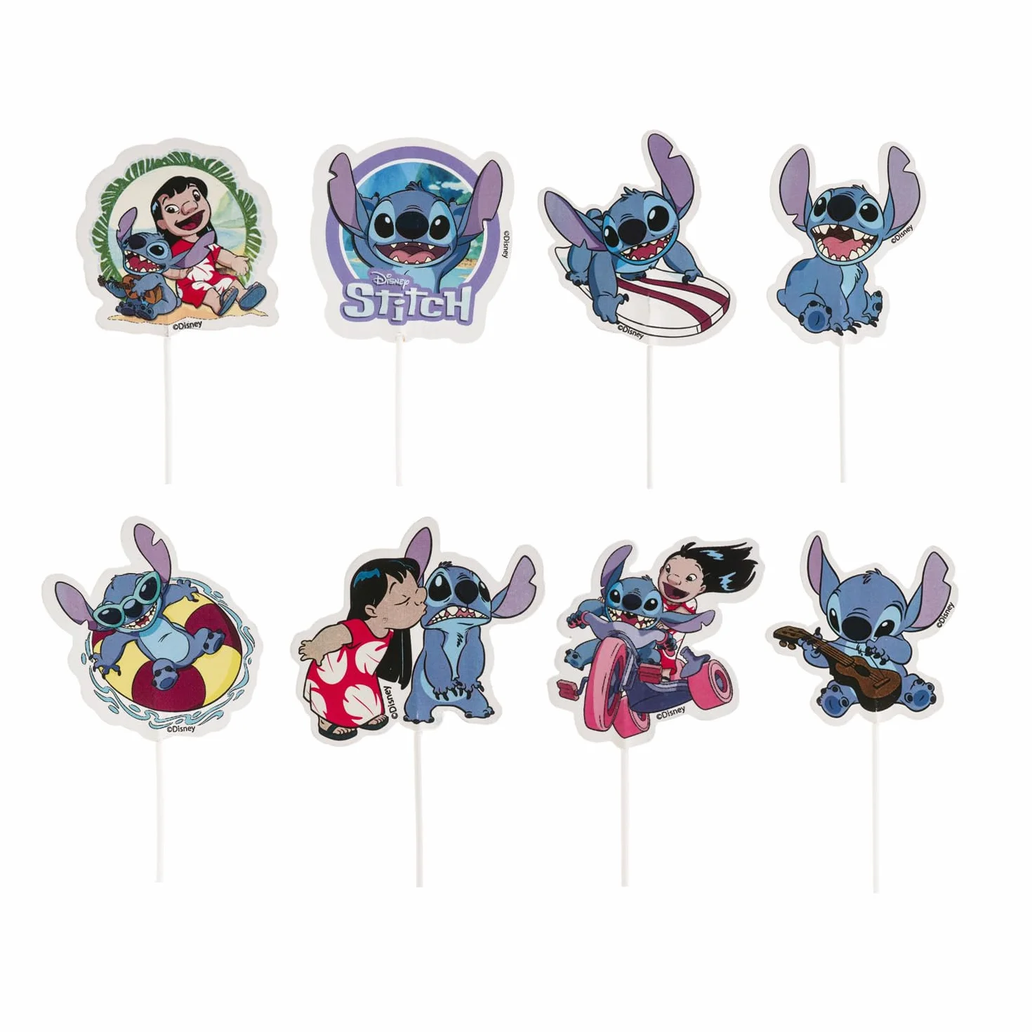 Lilo y Stitch Cupcake Toppers 8 Modelos 16 Unidades Decoración Repostería
