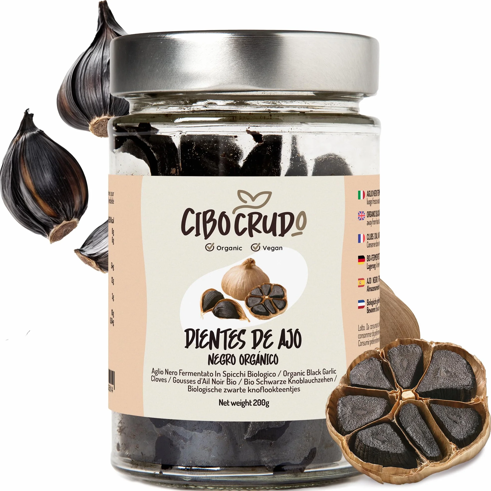 Ajo Negro Ecológico Fermentado 200g - Rico en Sales Minerales, Energizante y Antioxidante