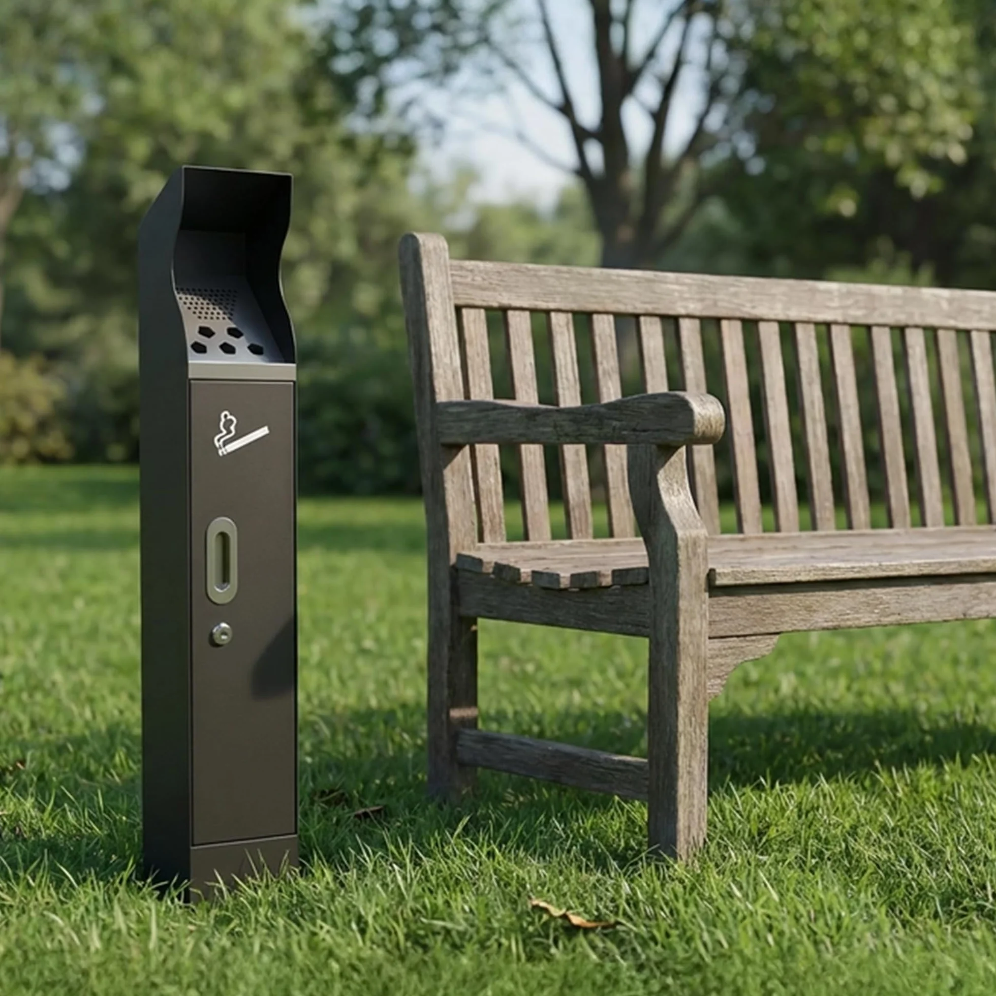 uyoyous - Cubo de basura para exteriores (93 x 20 x 20 x 20 cm, con compartimento interior extraíble, contenedor de desechos comercial con cerradura)