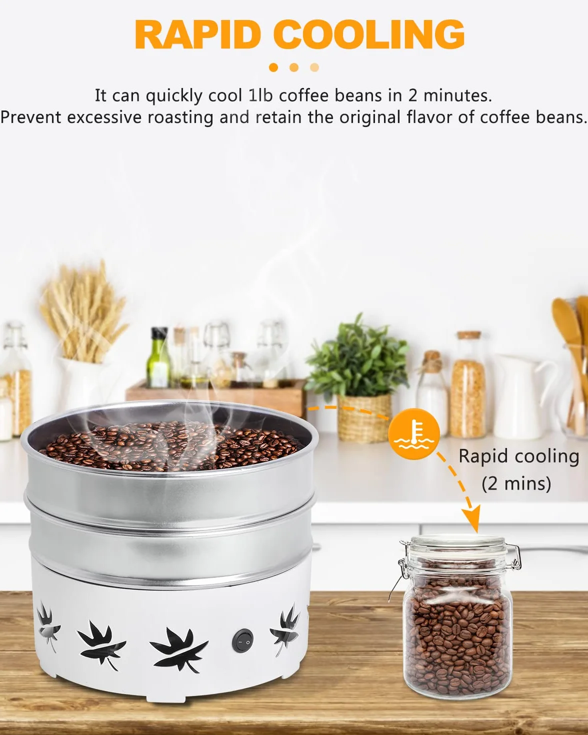 YUCHENGTECH Enfriador de Granos de Café 500g con 2 Tamices