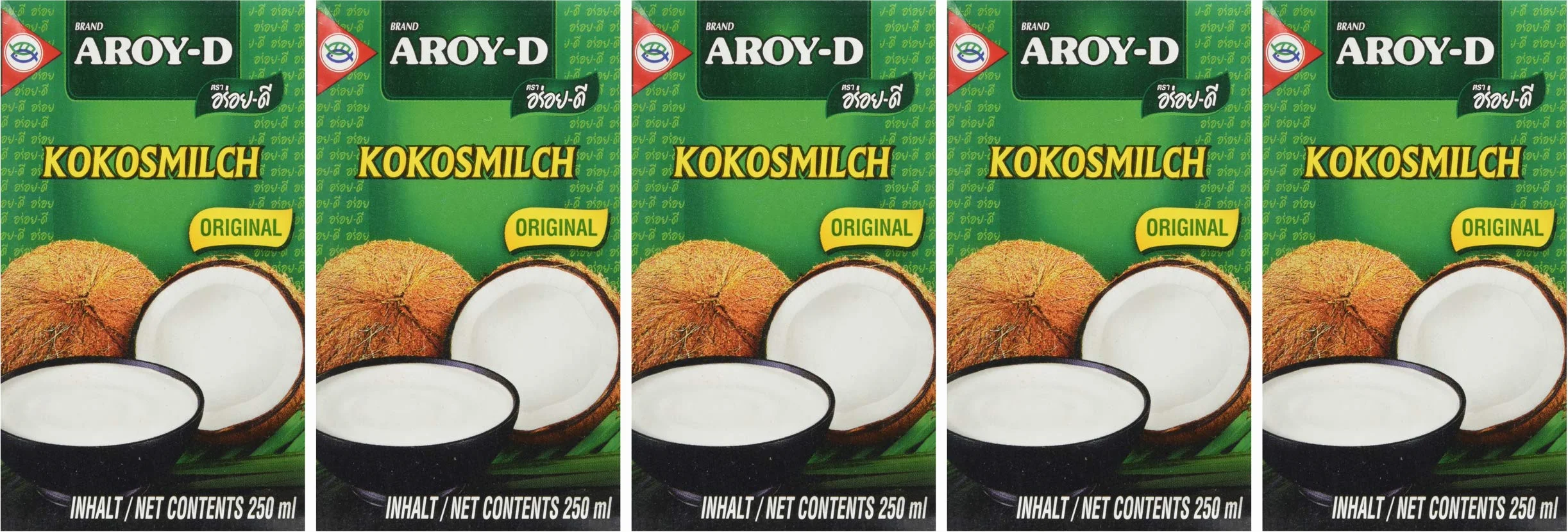 Aroy-D Leche de coco 17-19% MG 6 x 250 ml Brick 1500 ml