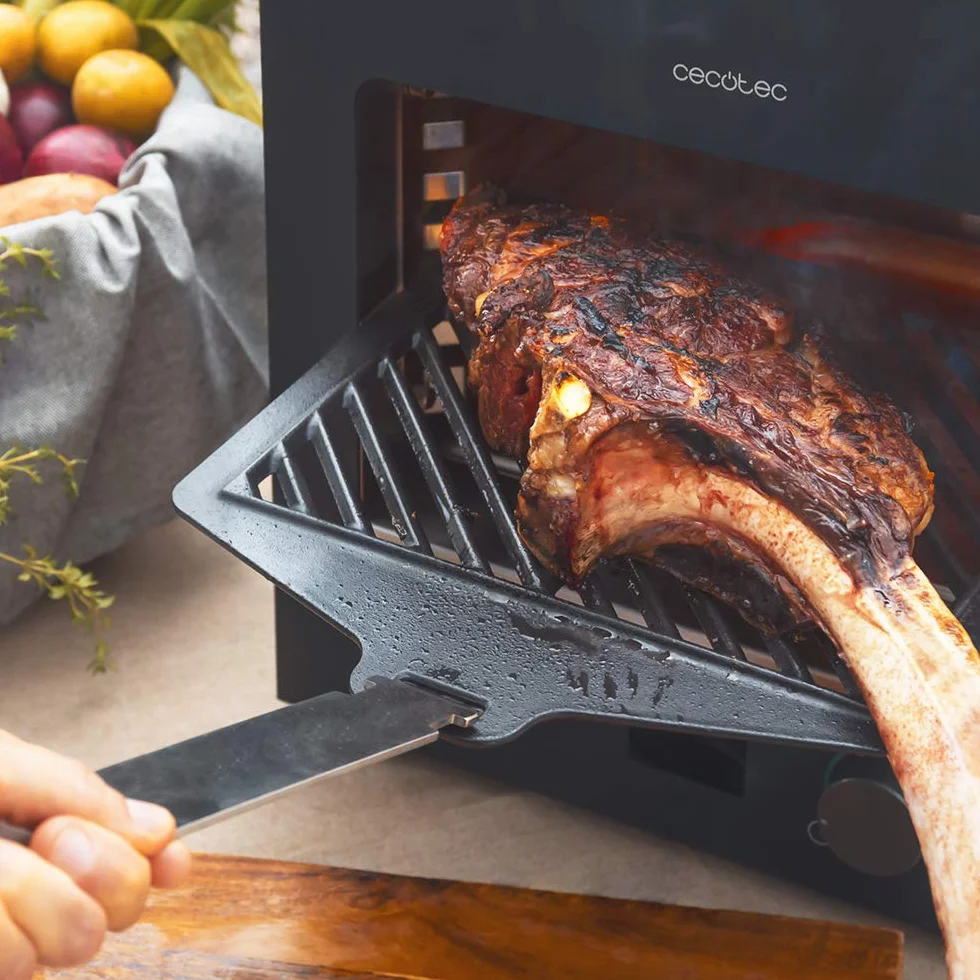 Cecotec Horno para Asado Txuletaco 8000 Inferno 2200W, Parrilla de Hierro Fundido, Temperatura hasta 850º