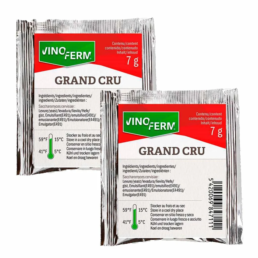 Grand Cru Levadura para vino tinto Saccharomyces cerevisiae 2x7 g no OGM vegana