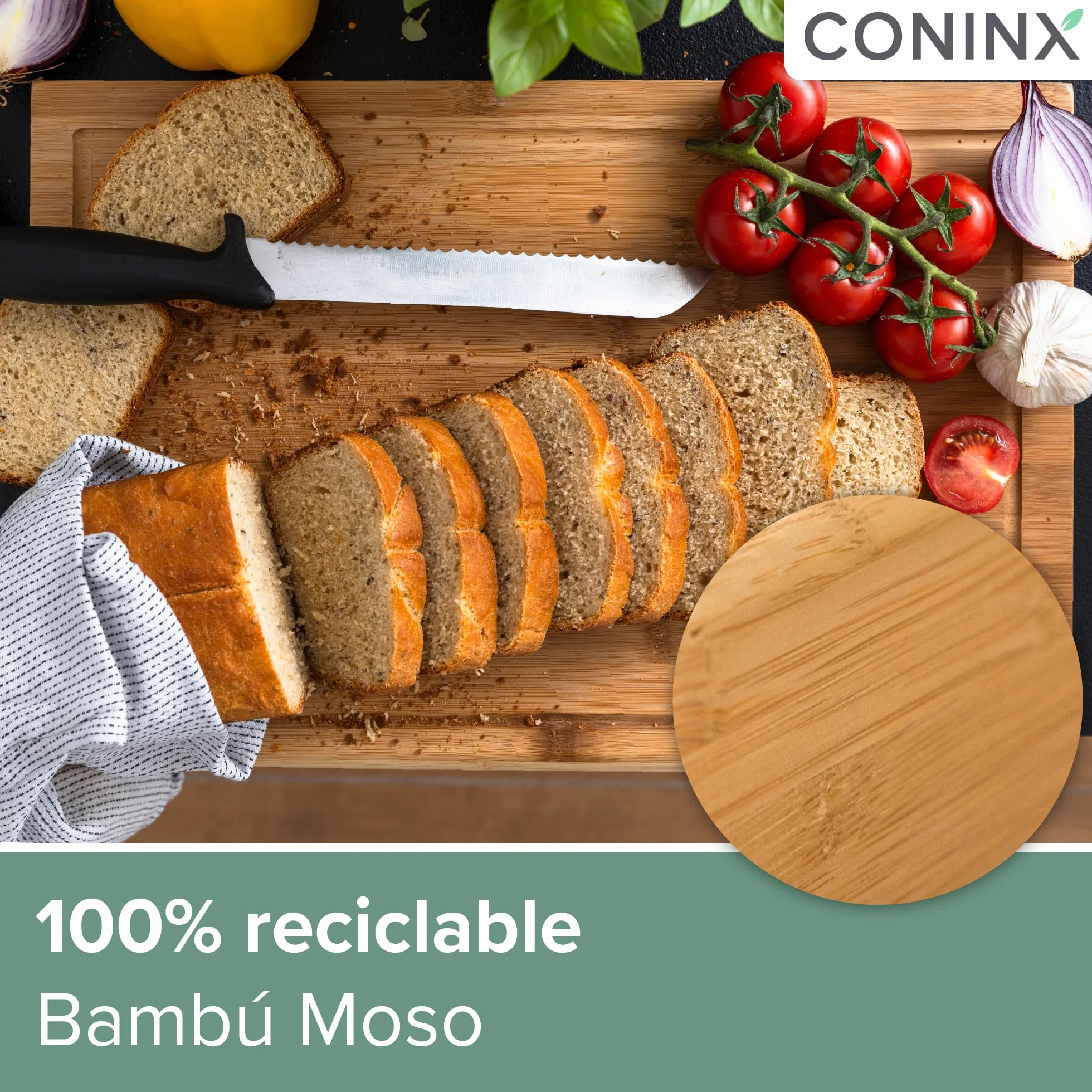 Coninx Tabla de Cortar Bambú 45x30x2.5 cm con Surco
