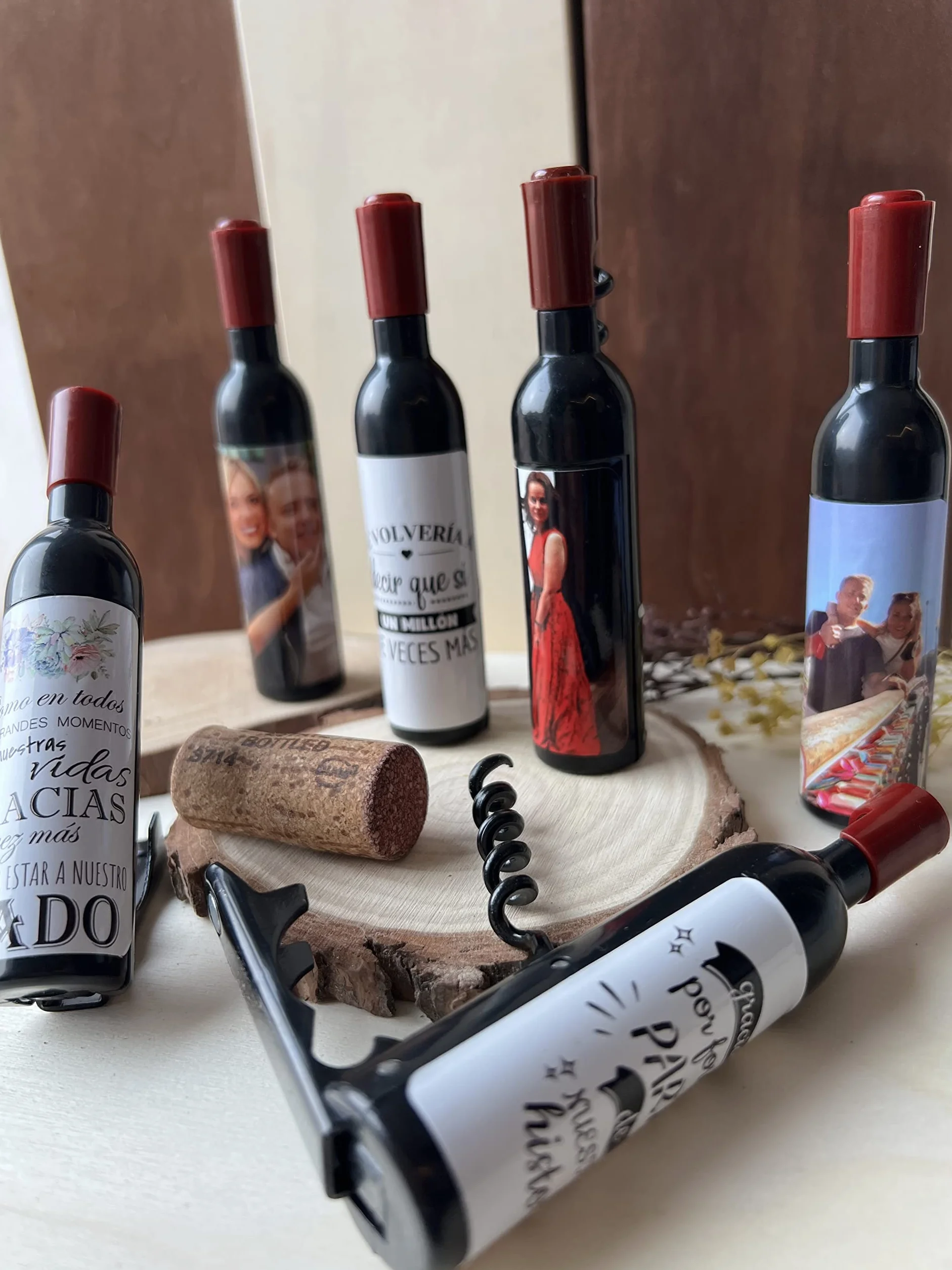 Sacacorchos Magnéticos Personalizados 25 uds para Botellas Vino Regalos Bodas Eventos