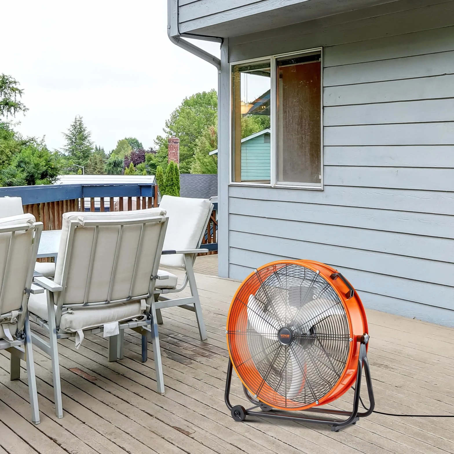 VEVOR Ventilador de Tambor Industrial de Alta Velocidad para Taller, Uso Comercial de Alta Resistencia, Velocidad Infinitamente Variable 8900 CFM, con Inclinación Ajustable de 360°, 780 x 710 x 320 mm