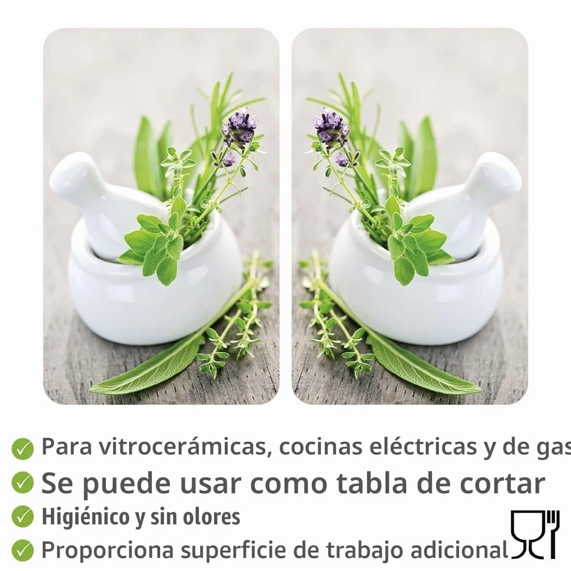 WENKO Placas protectoras cocina Mod Jardín de hierbas ajustable altura vidrio 30x52 cm juego 2