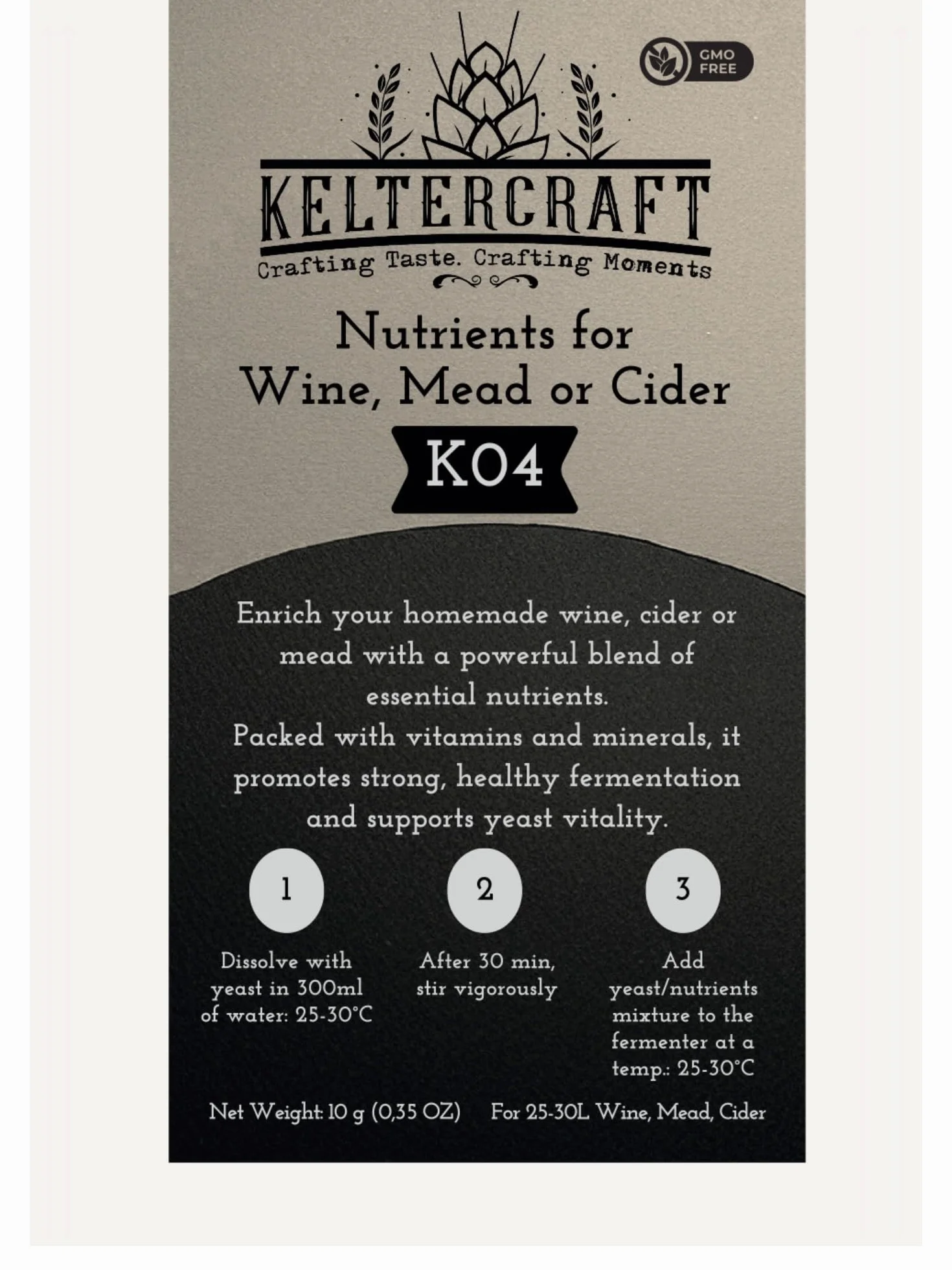 Sal nutritiva para levadura Keltercraft K04 10 g para 25 l de vino hidromiel y sidra