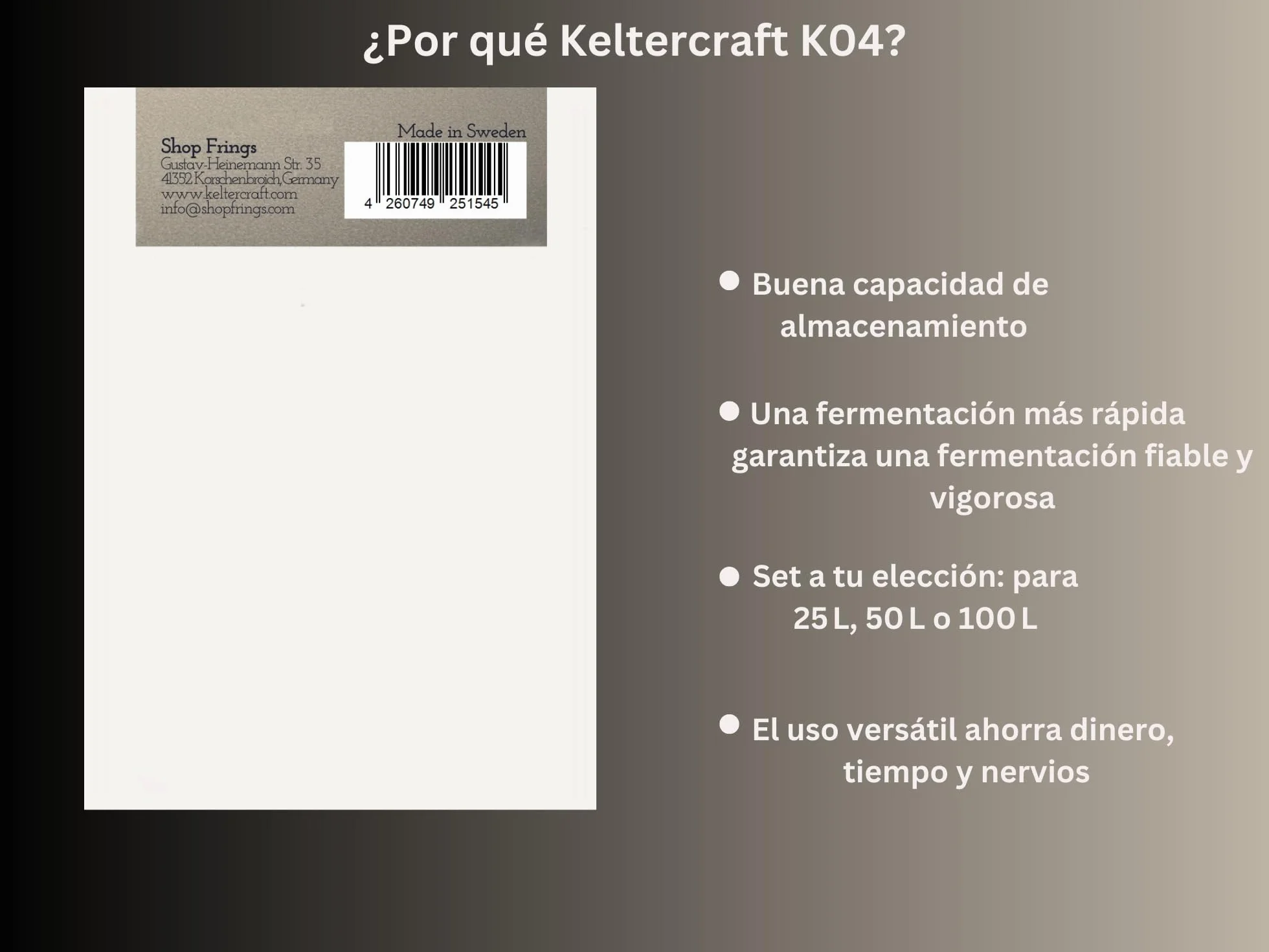 Sal nutritiva para levadura Keltercraft K04 20g para 50l vino hidromiel sidra fermentación DAP vitaminas