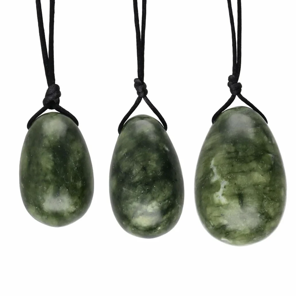 VIVES DE LA CORTADA Pack Huevos Yoni de Jade con Agujero Ejercitador del suelo pélvico