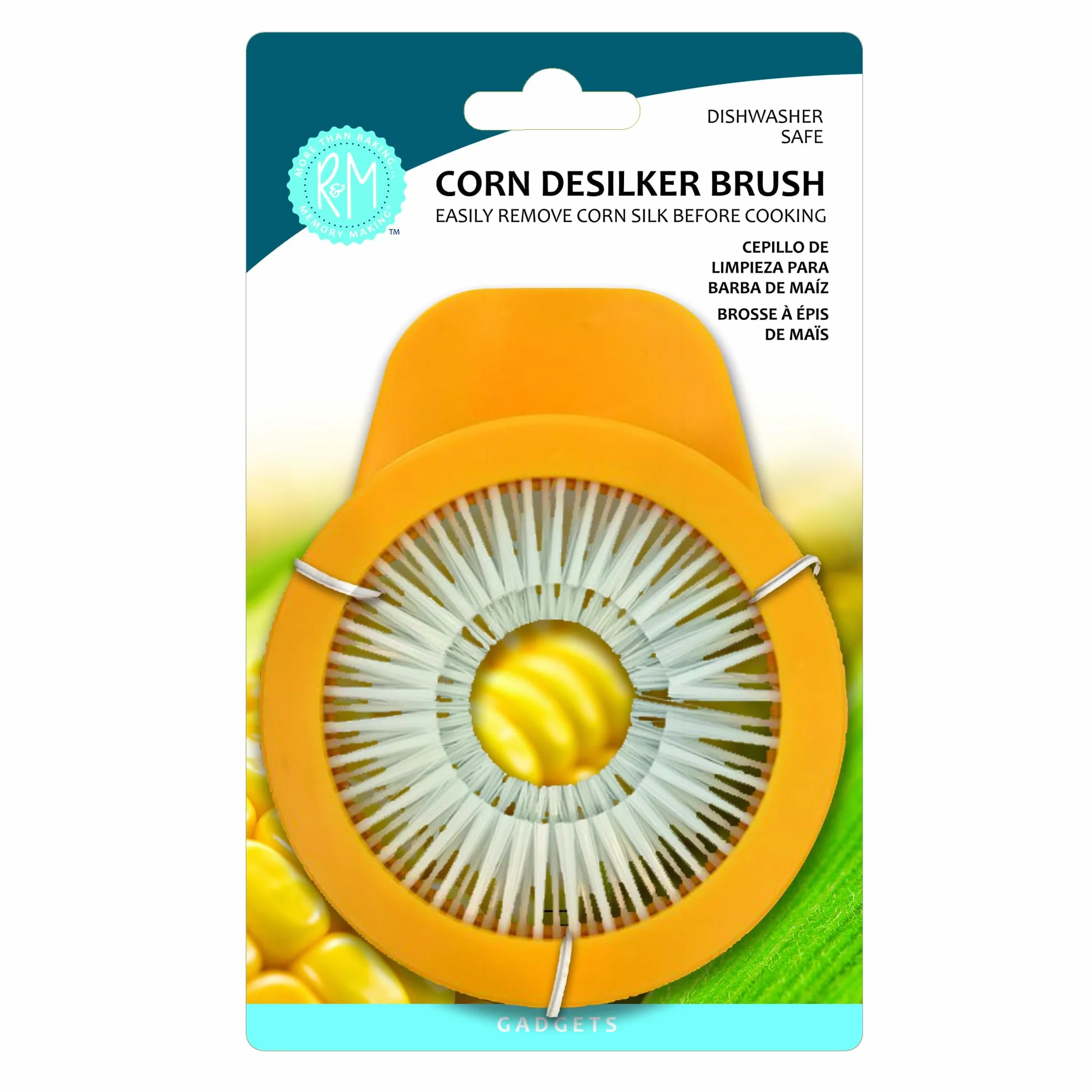 R & M International 3601 - Cepillo para mazorca de maíz, plástico, Amarillo, cardado