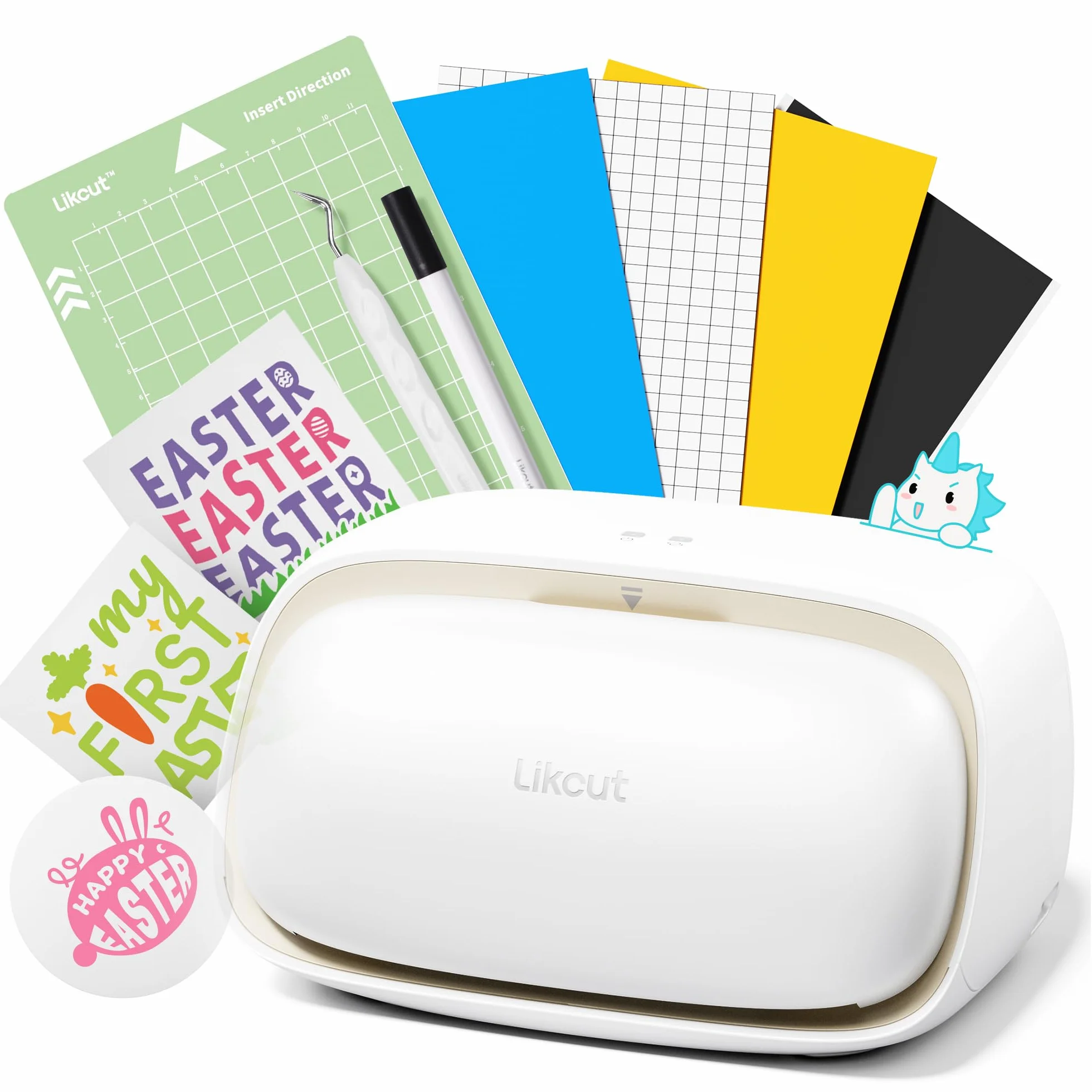 Likcut Glee S501 Máquina de corte portátil, cortador de manualidades para tarjetas, decoraciones y etiquetas personalizadas, color beige