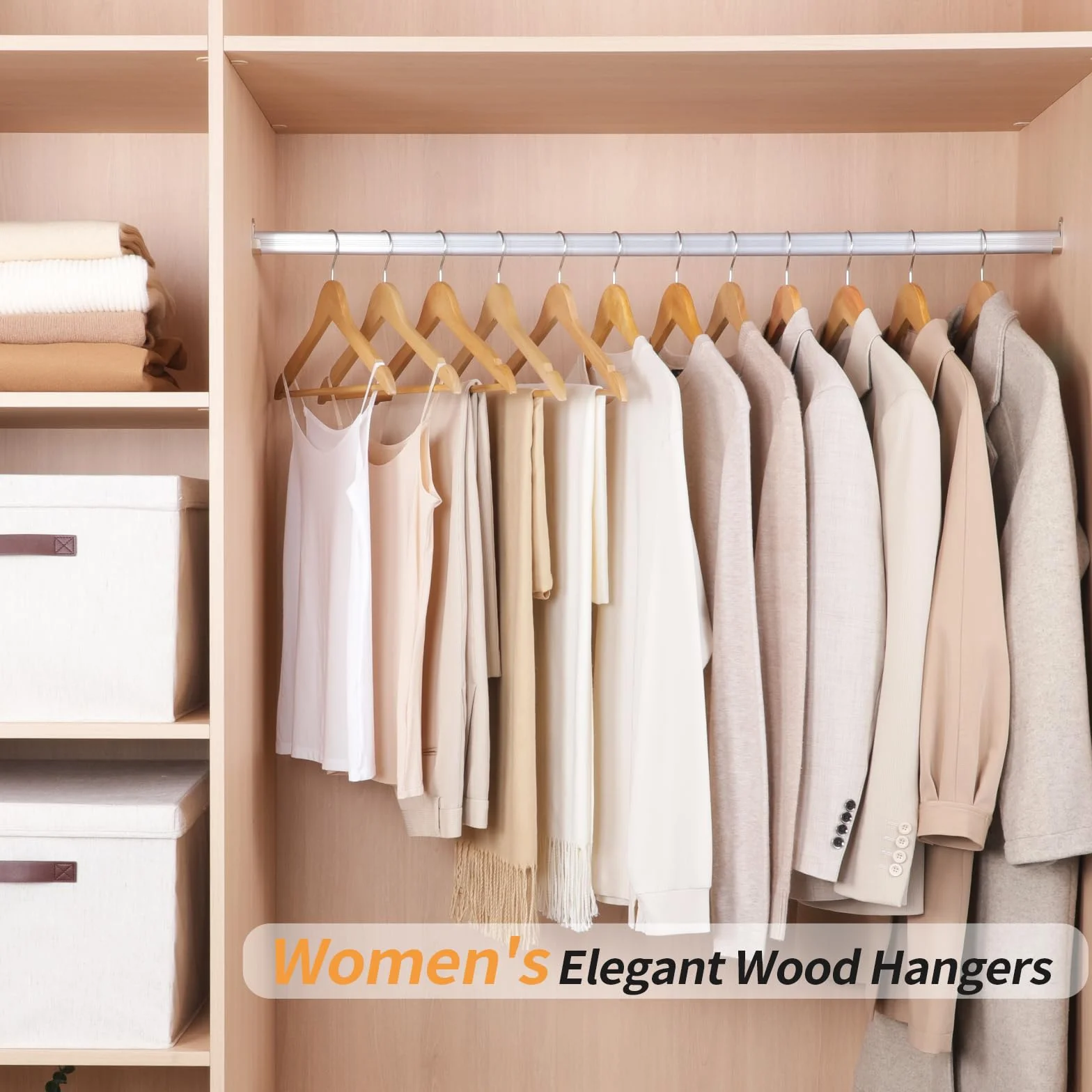 Amazon Basics Perchas de madera para traje natural 10 unidades