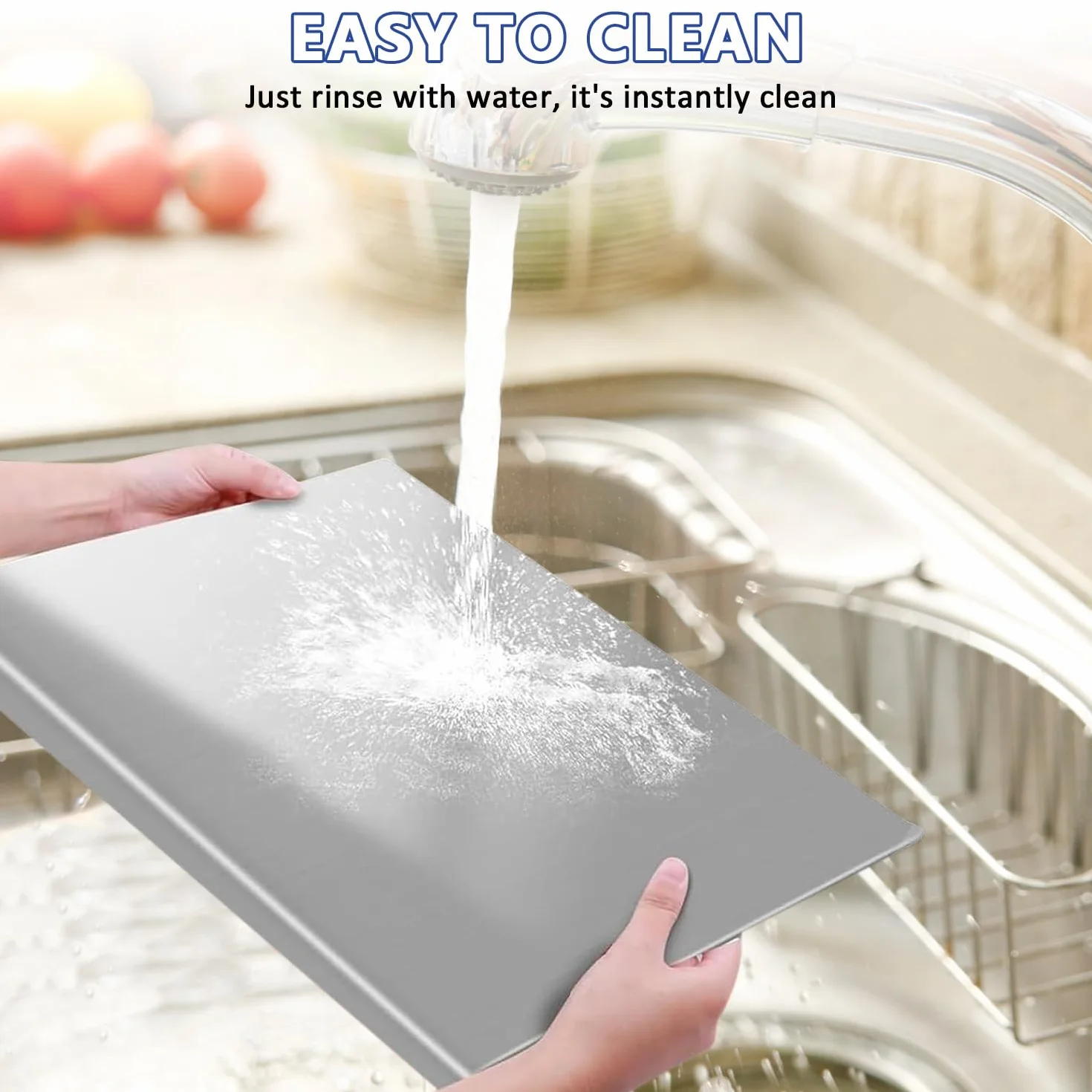 Tabla de Cortar Acero Inoxidable 50 x 50 cm, Tablas de Cocina con Borde de Parada, Uso a Doble Cara - Antibacteriana y Fácil de Limpiar, Stainless Steel Cutting Board para Carne, Frutas, Verduras, Pan