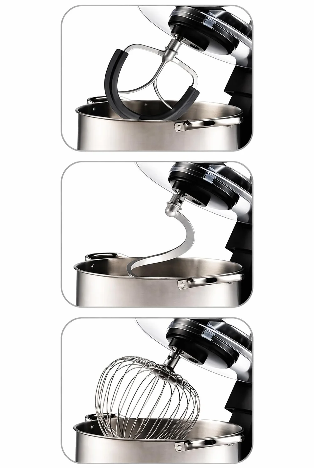 Batidora Amasadora Profesional 2800W, 16L, Robot de Cocina Multifunción con Bol de Acero Inoxidable, 6 Velocidades, Pantalla Digital, Accesorios para Amasar, Mezclar y Batir