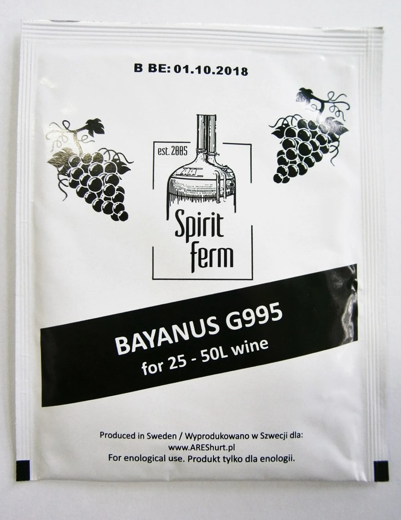 Levadura Enológica Bayanus 10g G955 do Wina Musującego, Fermentacji