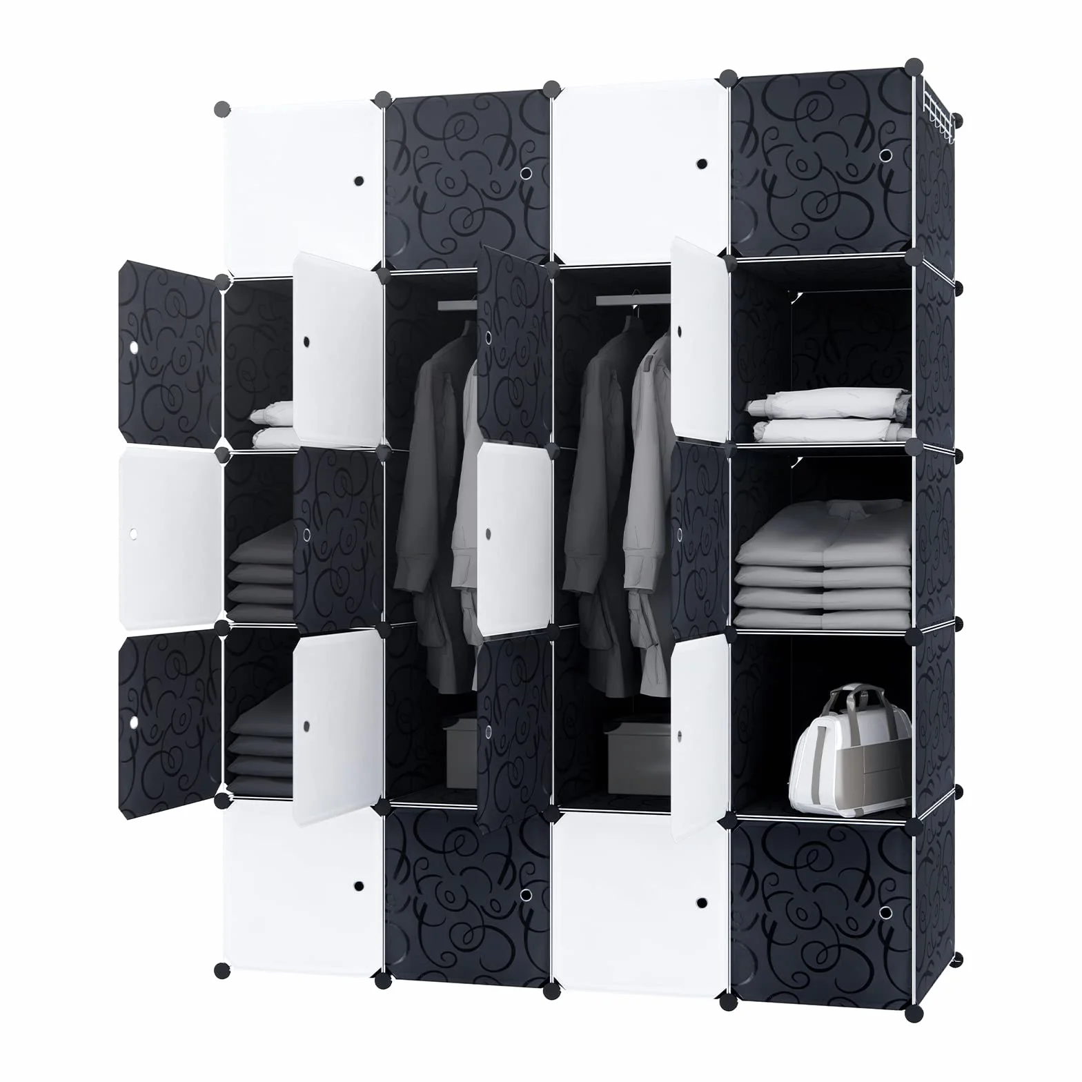 YUENFONG Organizador de armario bricolaje sistema estantería 20 cubos con puerta