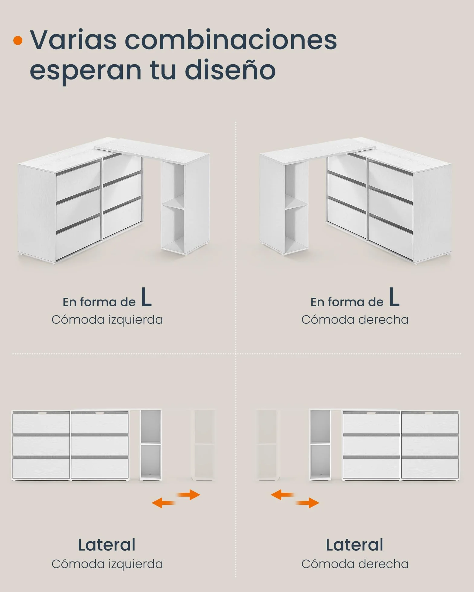 SONGMICS HOME Cómoda de Dormitorio, Mueble Cajonera con 6 Cajones, Tablero de Partículas, 153 x 39 x 73,9 cm, Aparador Auxiliar para Escritorio, Blanco, Colección Kadin LTS656W01