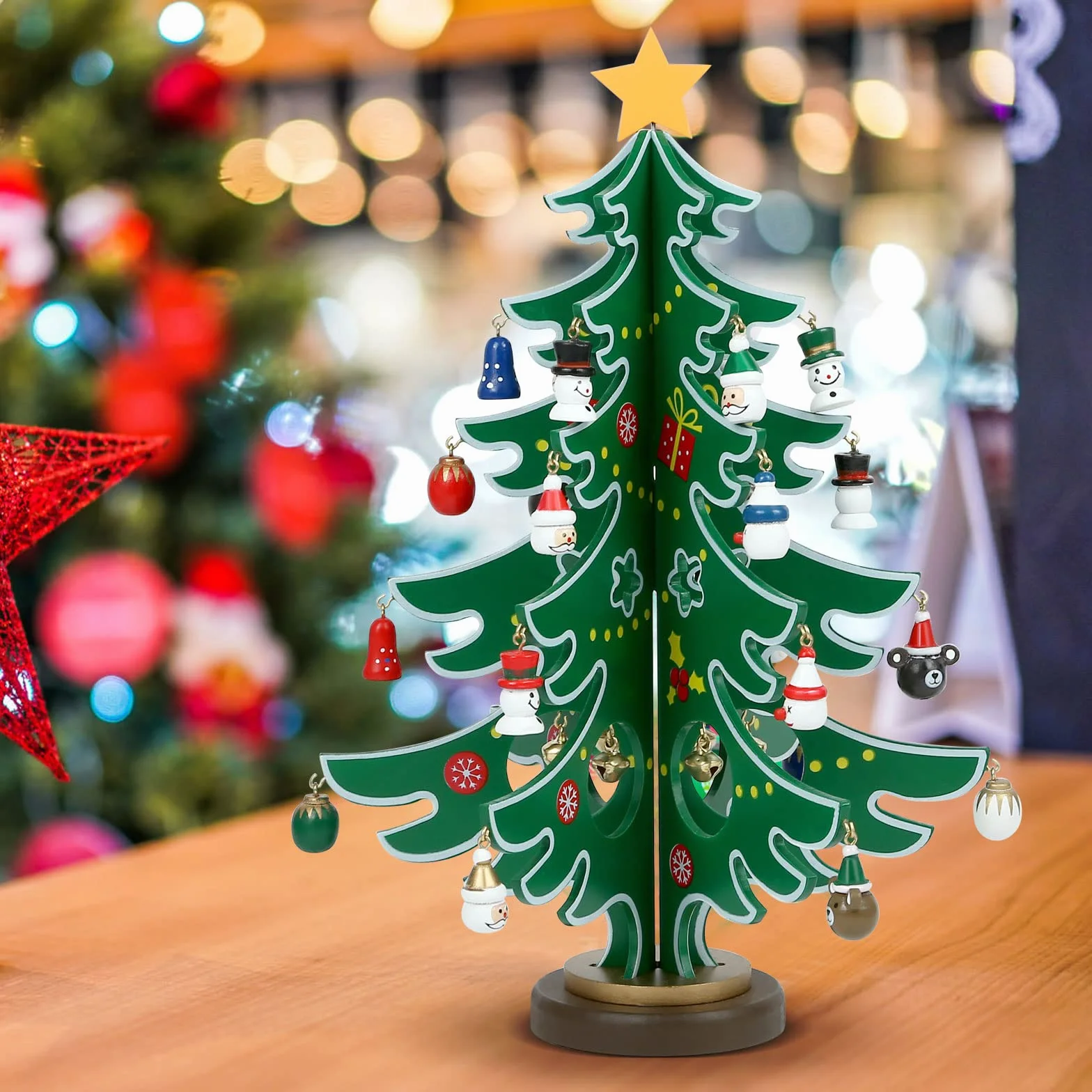 LIHAO Calendario de Adviento de Madera Mini Árboles de Navidad Adornos Decoración Regalos para Niños