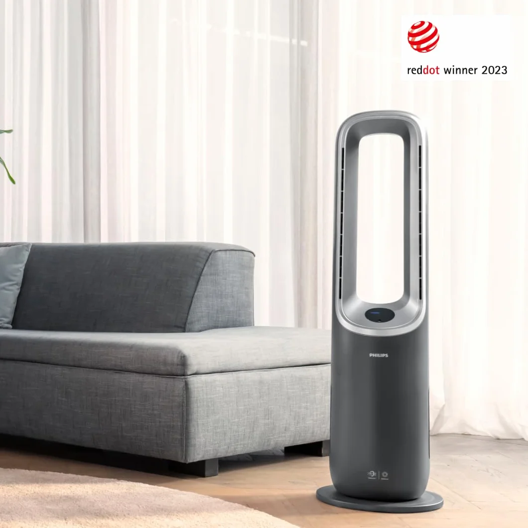 Philips Air Performer 3en1: Purificador, calefactor y ventilador - 70 m², elimina el 99,97% de los alérgenos. Filtro HEPA, Sensores inteligentes, Alexa, App. Silencioso y bajo consumo (AMF870/15)