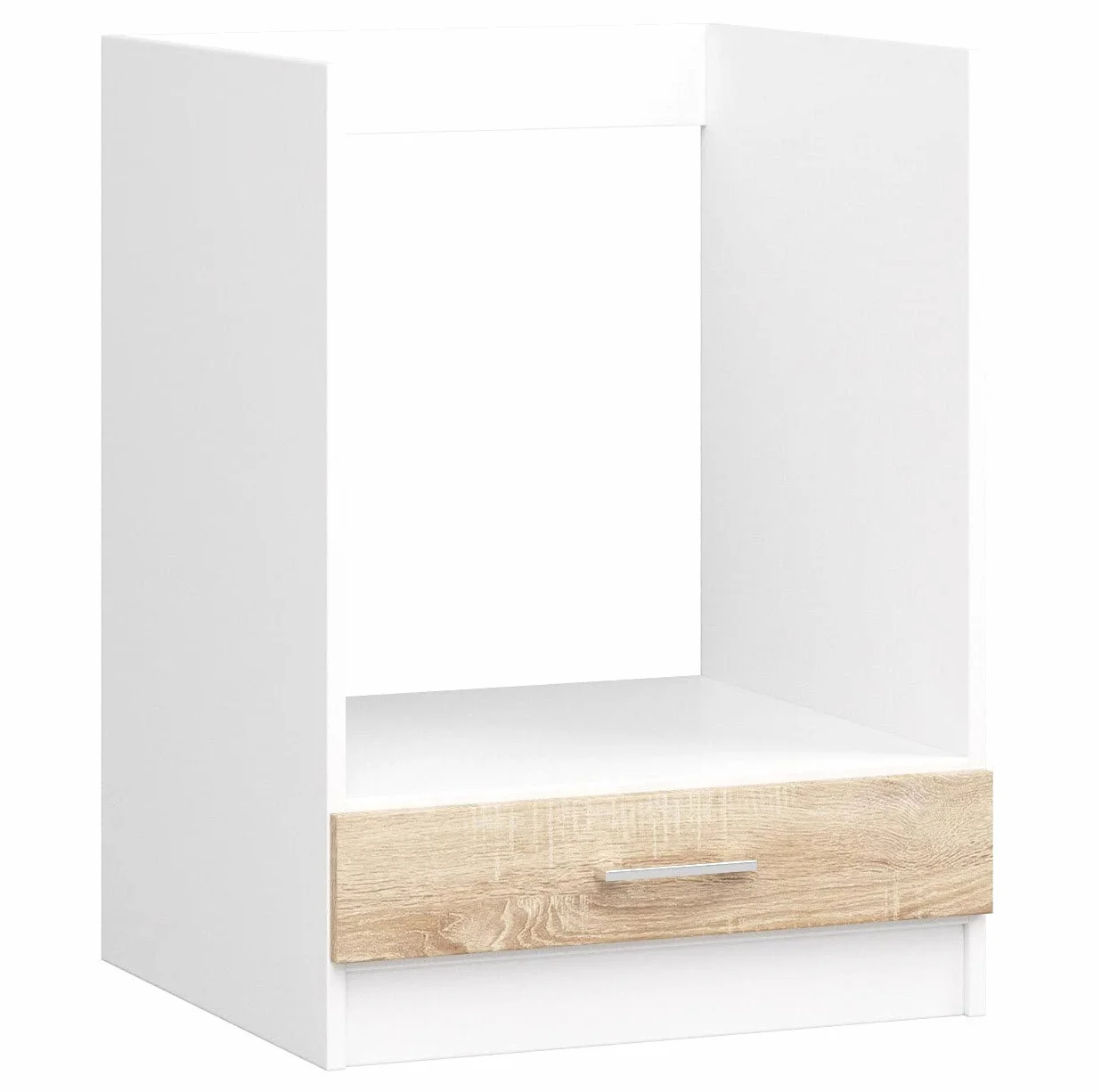 AKORD Mueble de Cocina S60 para Horno con Sistema de encimera Lima, Blanco 60 cm, 1 Puerta, Roble Sonoma Mate, 1 Estante 60x55x82 cm