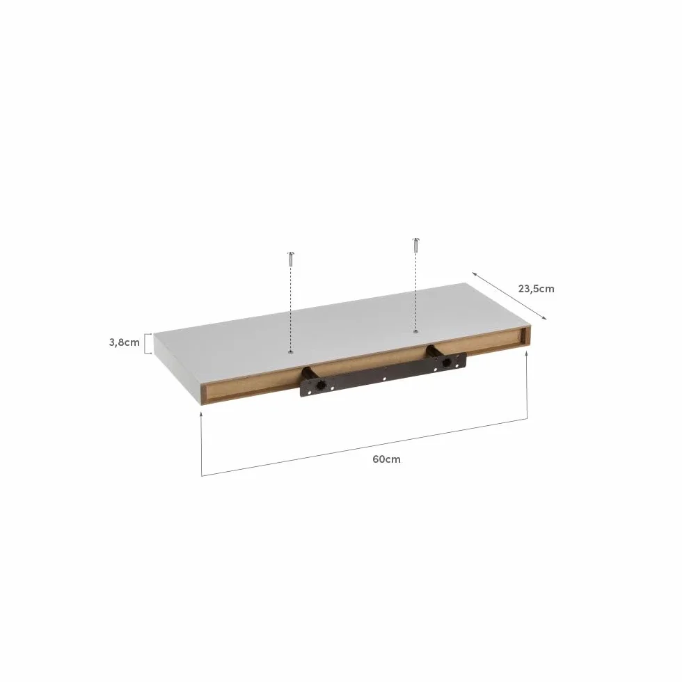 LOLAhome Estante de Pared Flotante Madera MDF Blanco 60x23,5 cm